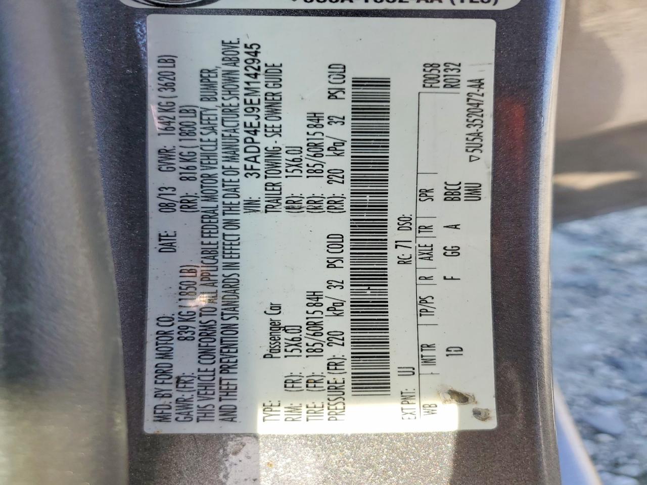 2014 Ford Fiesta Se Gray vin: 3FADP4EJ9EM142945