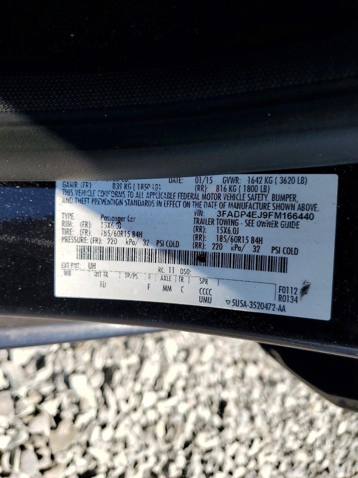 2015 Ford Fiesta Se Black vin: 3FADP4EJ9FM166440