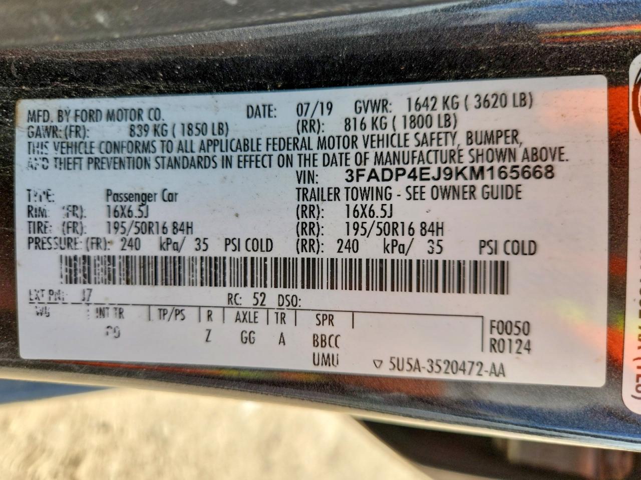 2019 Ford Fiesta Se Gray vin: 3FADP4EJ9KM165668