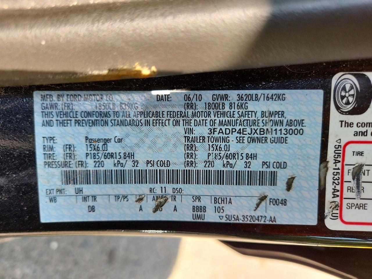 2011 Ford Fiesta Se Black vin: 3FADP4EJXBM113000