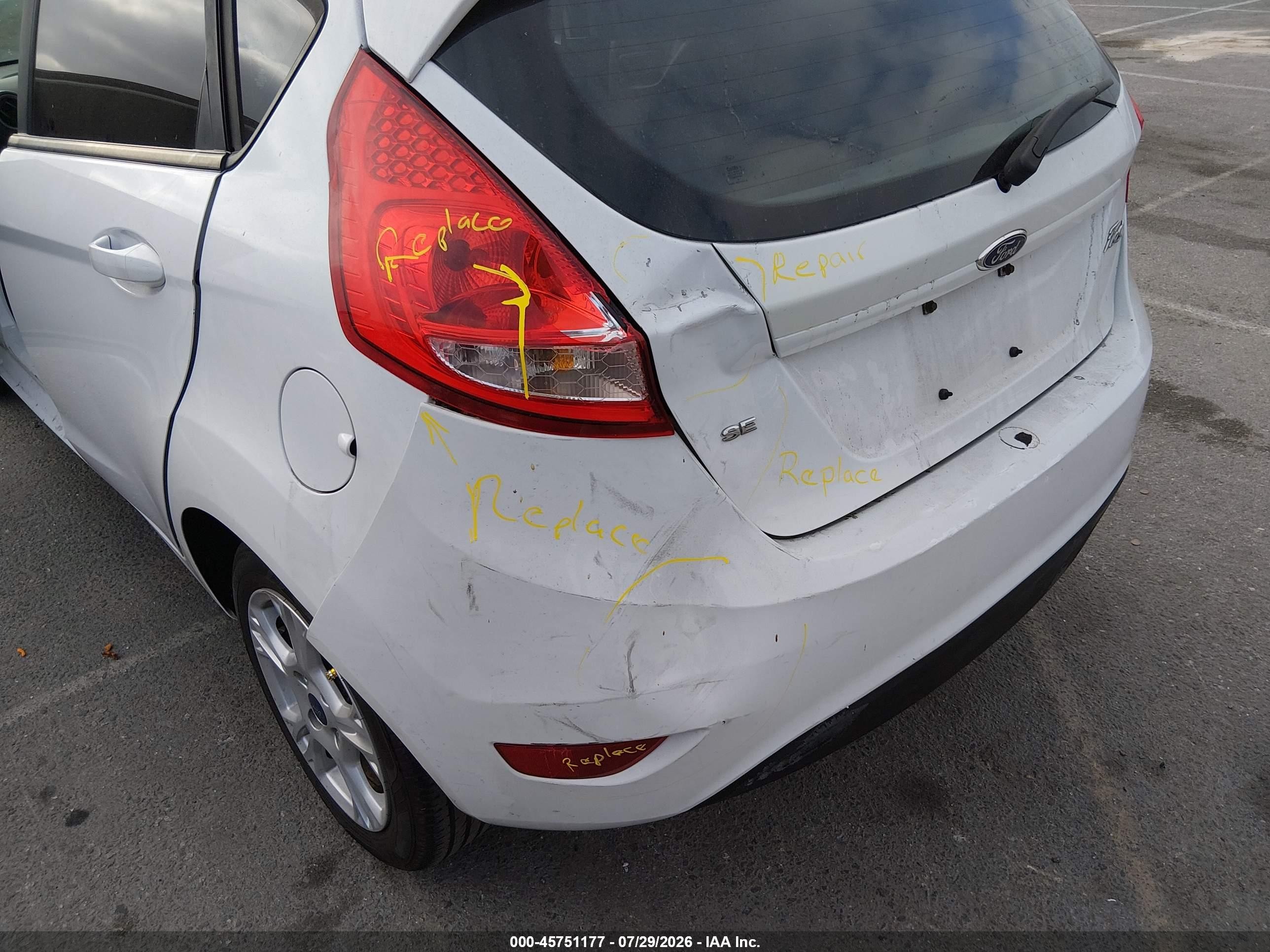 2012 Ford Fiesta Se White vin: 3FADP4EJXCM162697