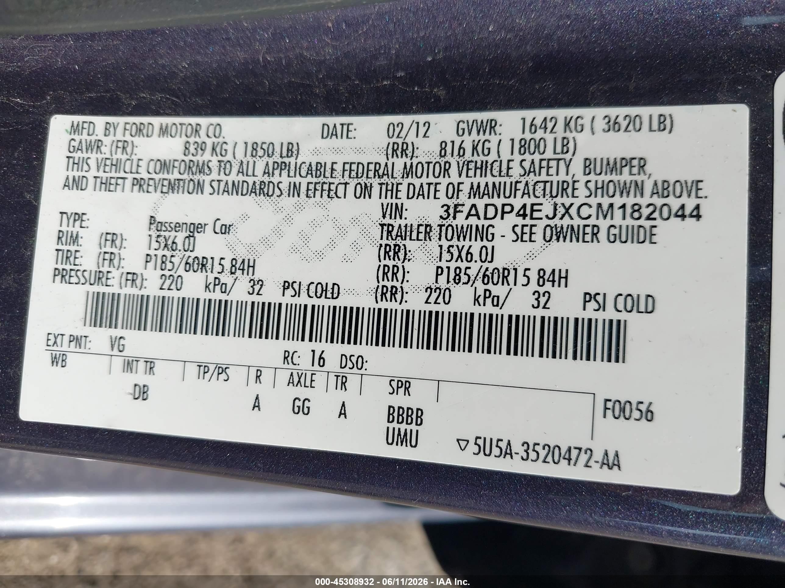 2012 Ford Fiesta Se Gray vin: 3FADP4EJXCM182044