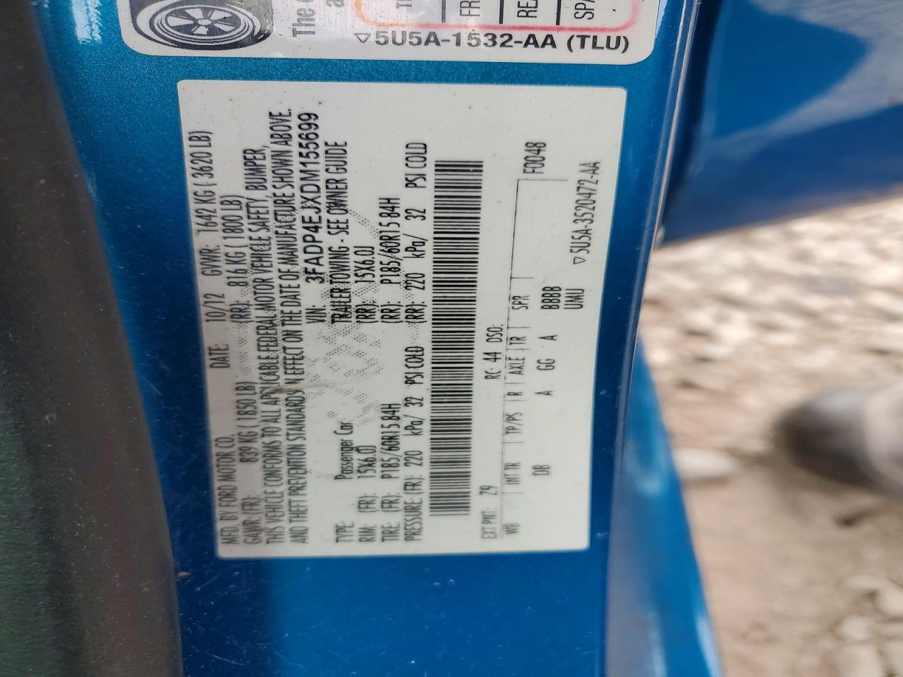 2013 Ford Fiesta Se Blue vin: 3FADP4EJXDM155699