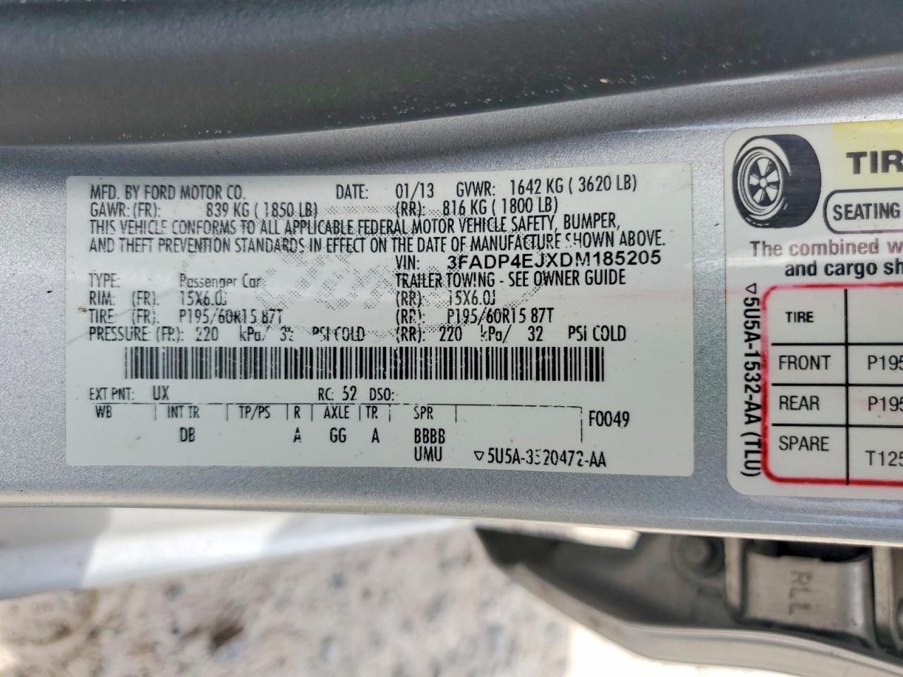 2013 Ford Fiesta S Silver vin: 3FADP4EJXDM185205