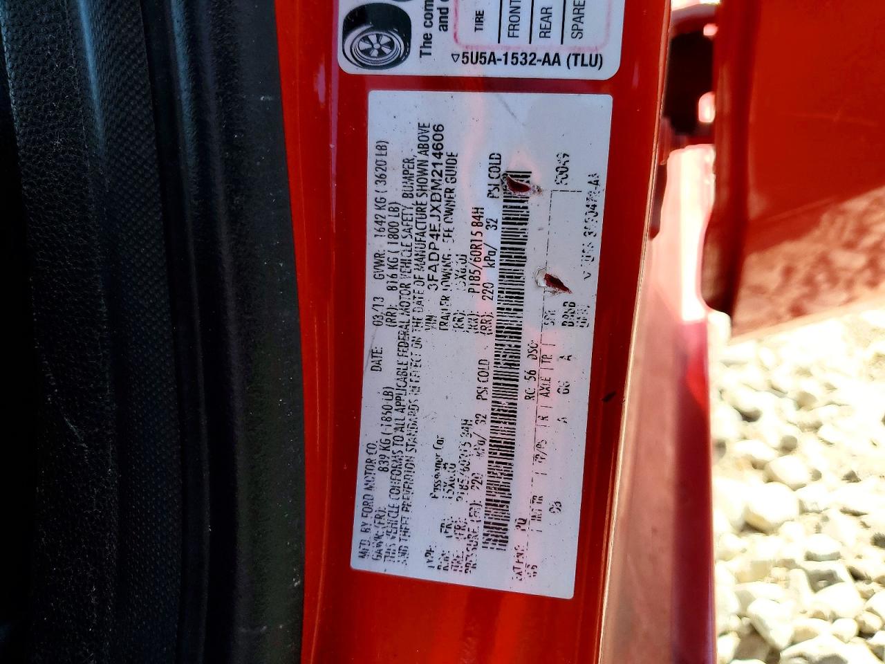 2013 Ford Fiesta Se Red vin: 3FADP4EJXDM214606