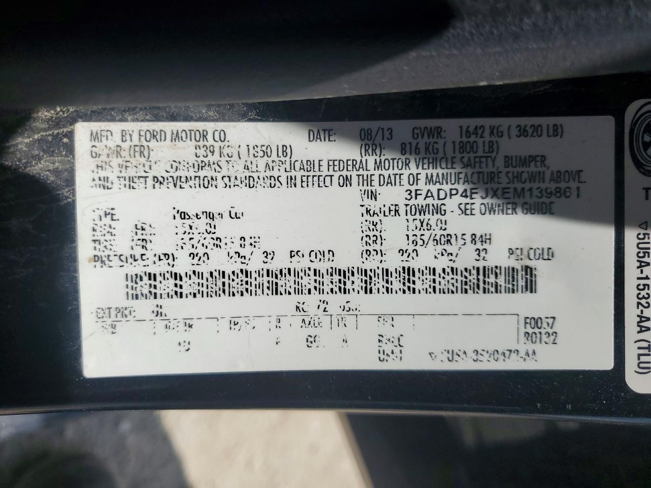 2014 Ford Fiesta Se Black vin: 3FADP4EJXEM139861