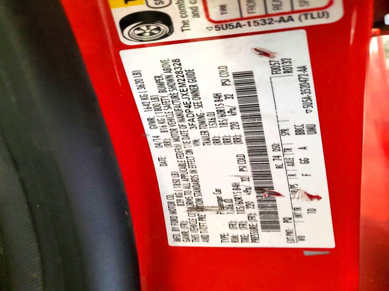 2014 Ford Fiesta Se Red vin: 3FADP4EJXEM228328