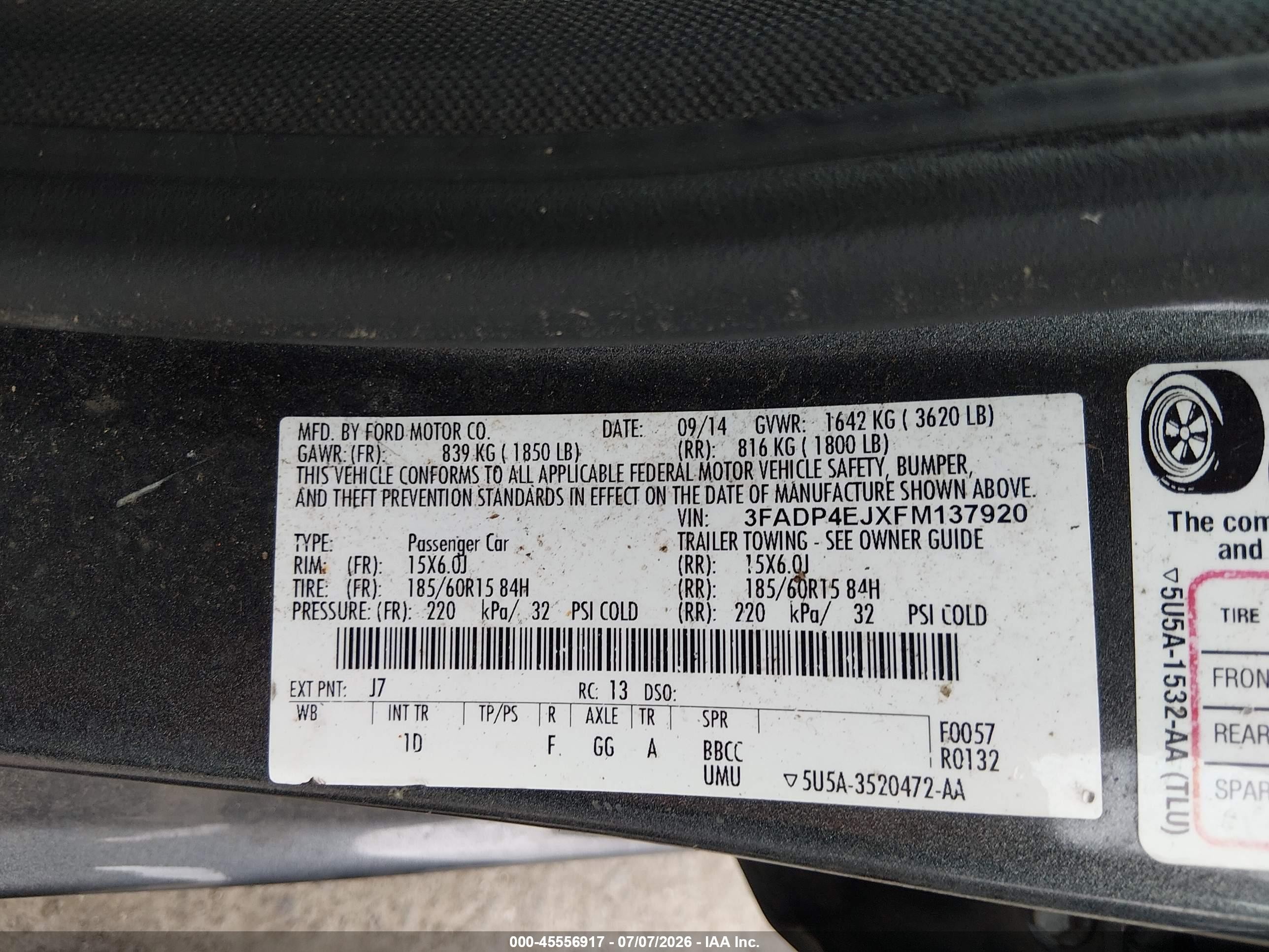 2015 Ford Fiesta Se Gray vin: 3FADP4EJXFM137920