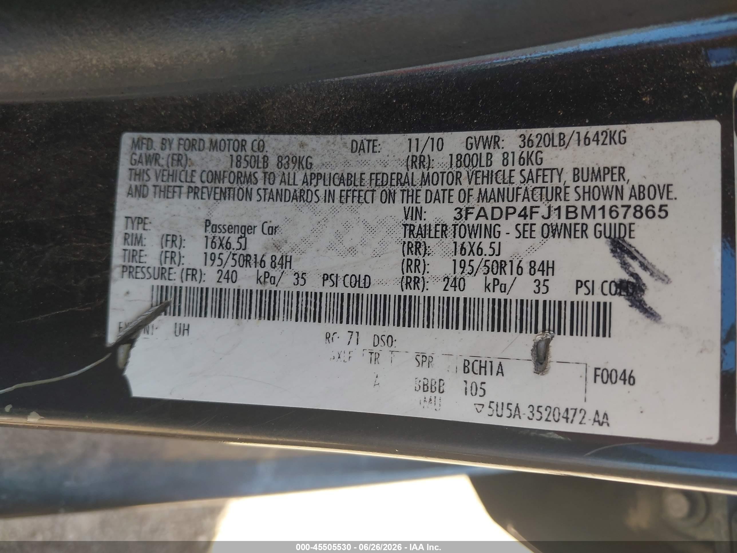 2011 Ford Fiesta Ses Black vin: 3FADP4FJ1BM167865
