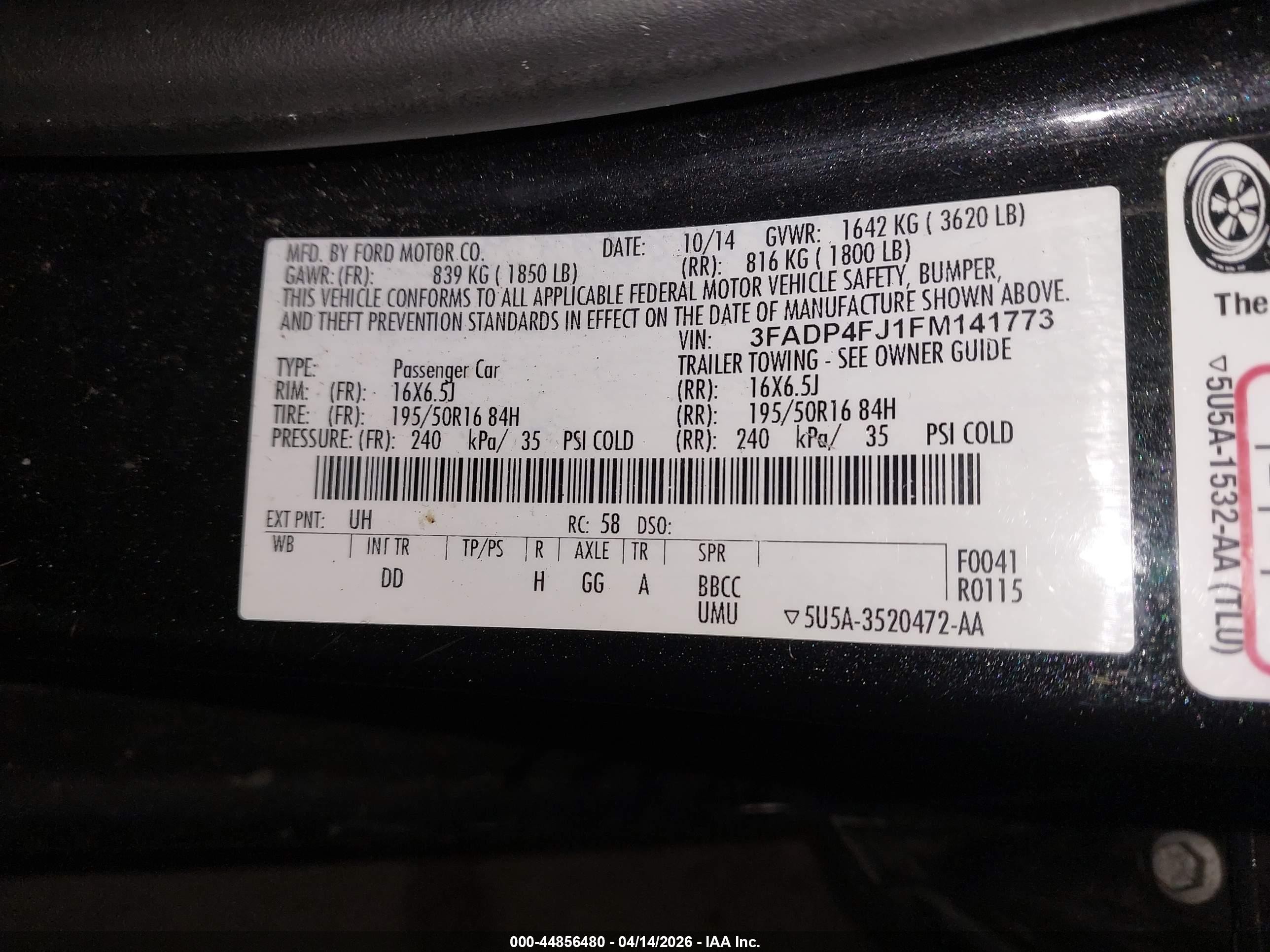 2015 Ford Fiesta Titanium Black vin: 3FADP4FJ1FM141773