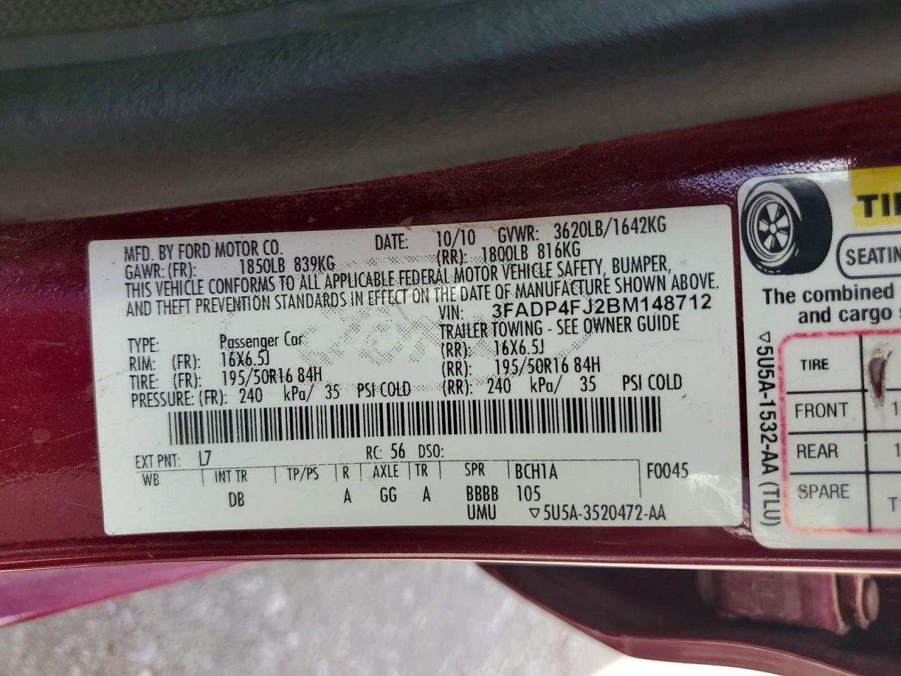 2011 Ford Fiesta Ses Purple vin: 3FADP4FJ2BM148712