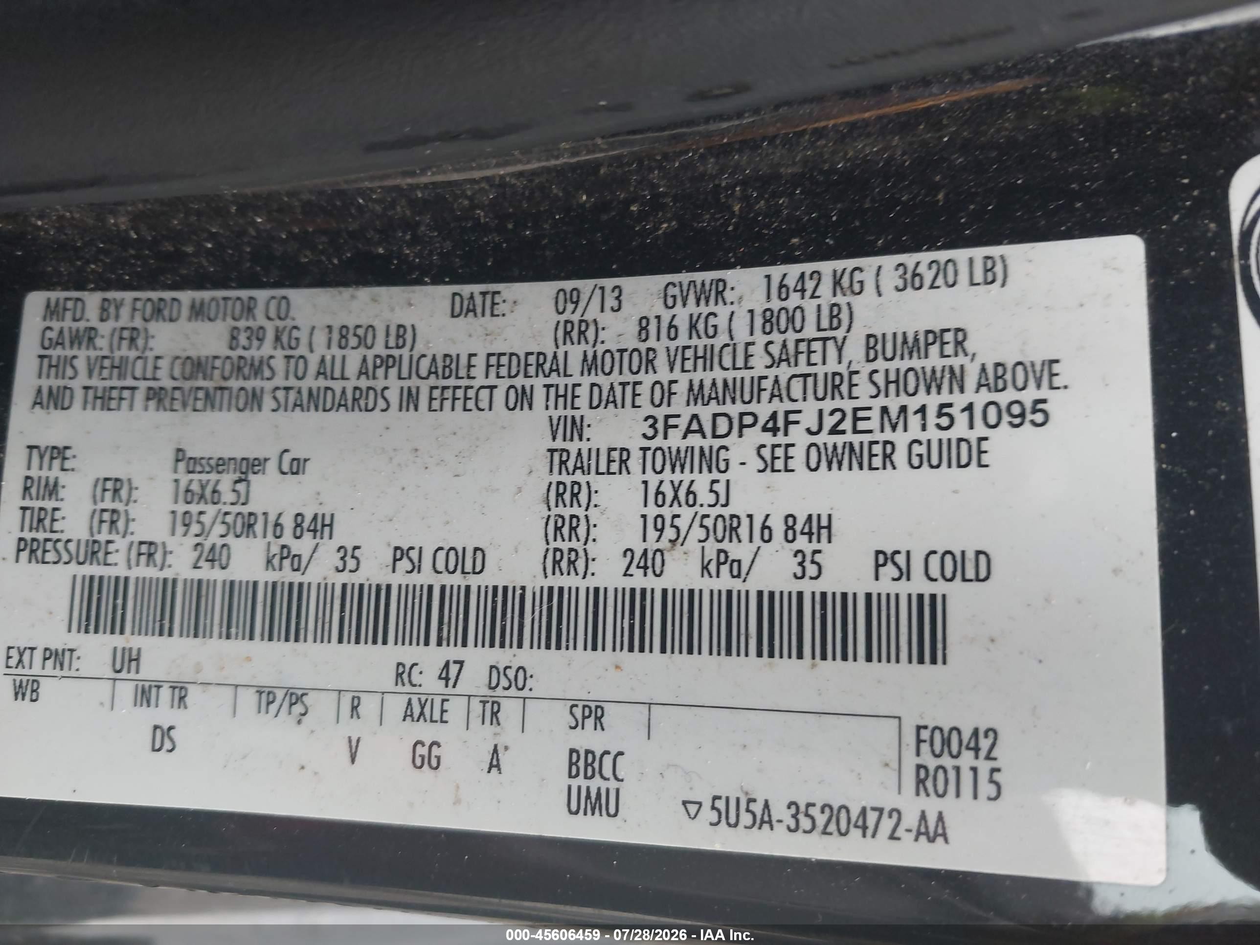 2014 Ford Fiesta Titanium Black vin: 3FADP4FJ2EM151095