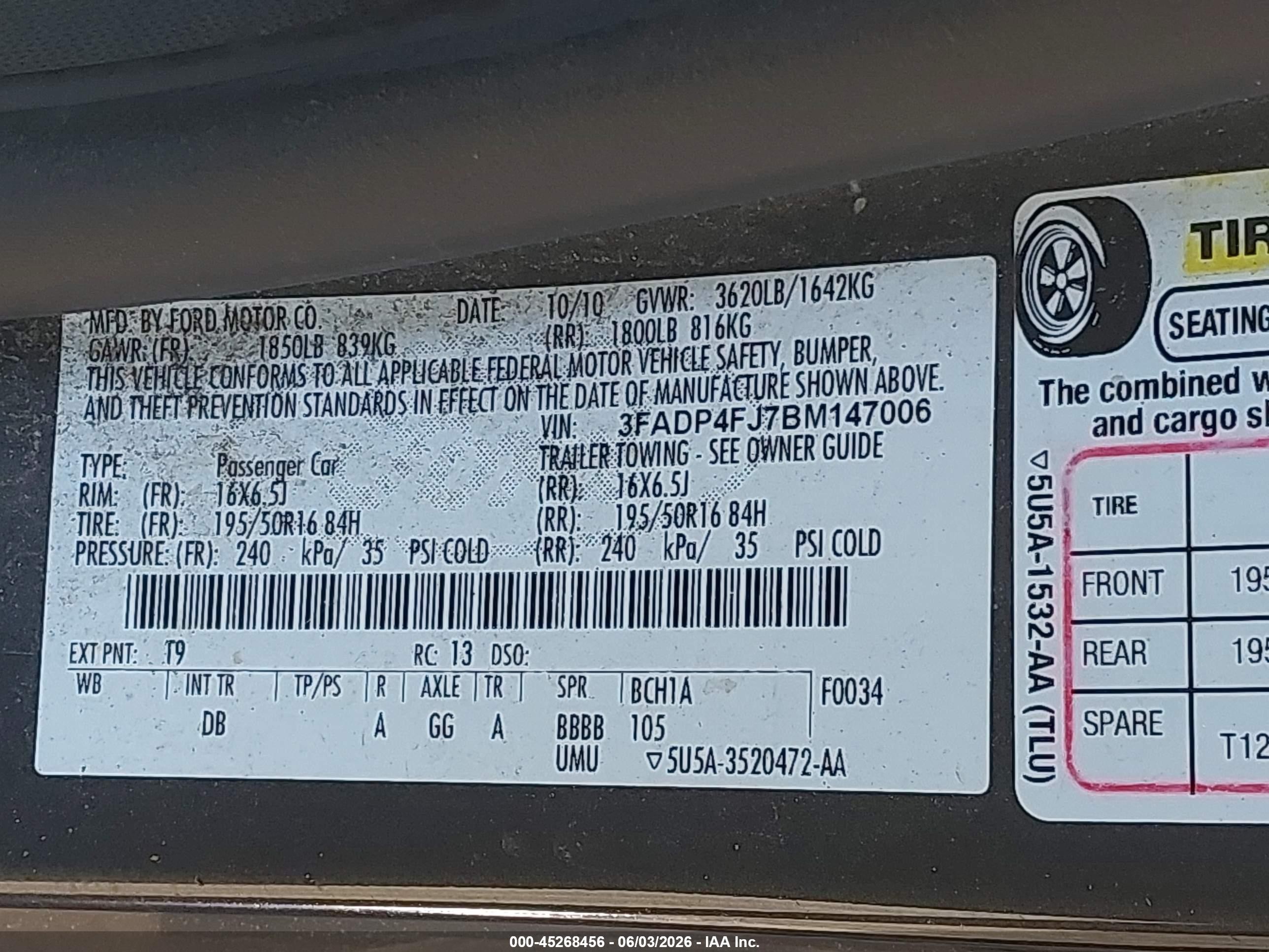 2011 Ford Fiesta Ses Blue vin: 3FADP4FJ7BM147006