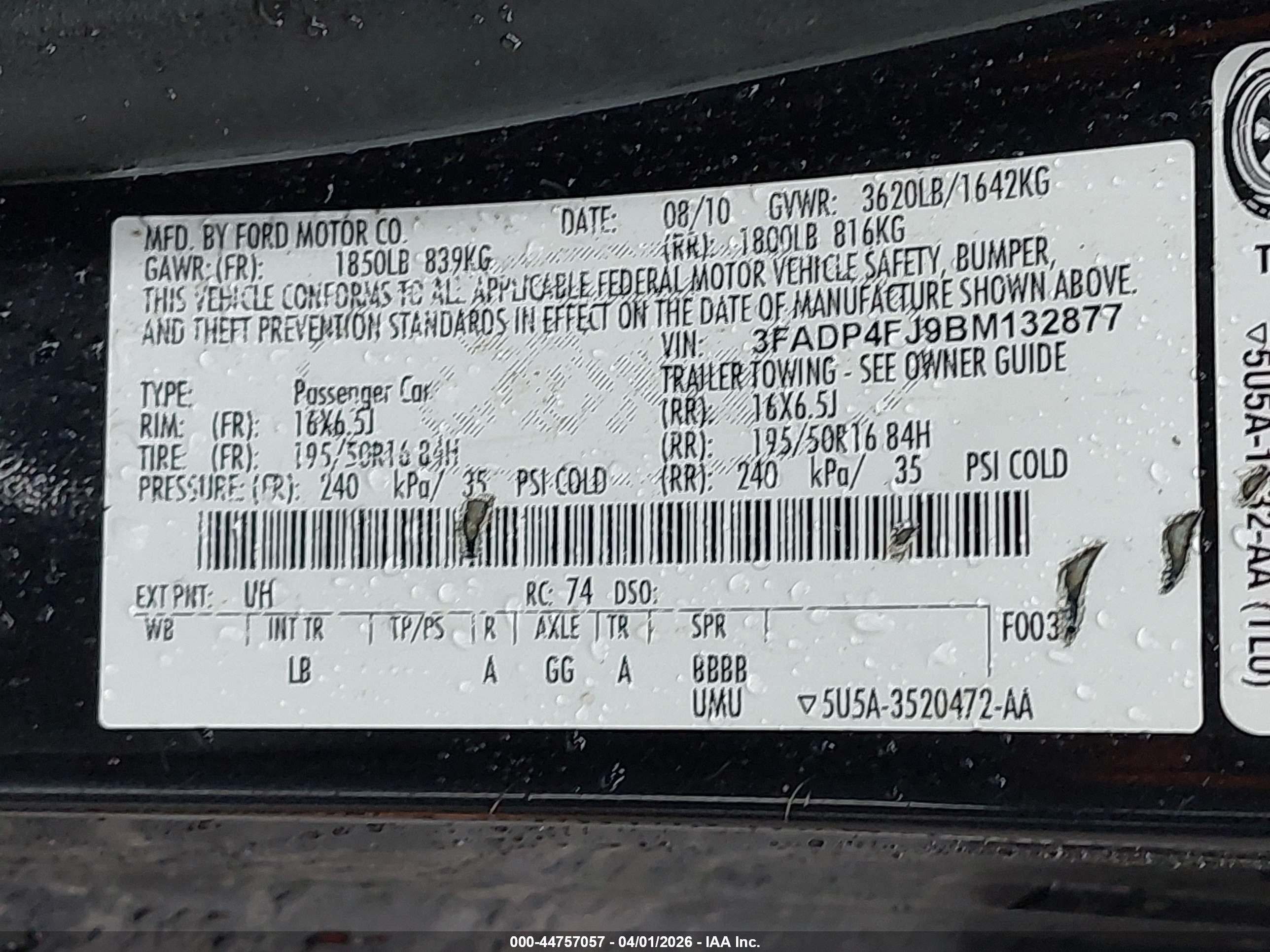 2011 Ford Fiesta Ses Black vin: 3FADP4FJ9BM132877