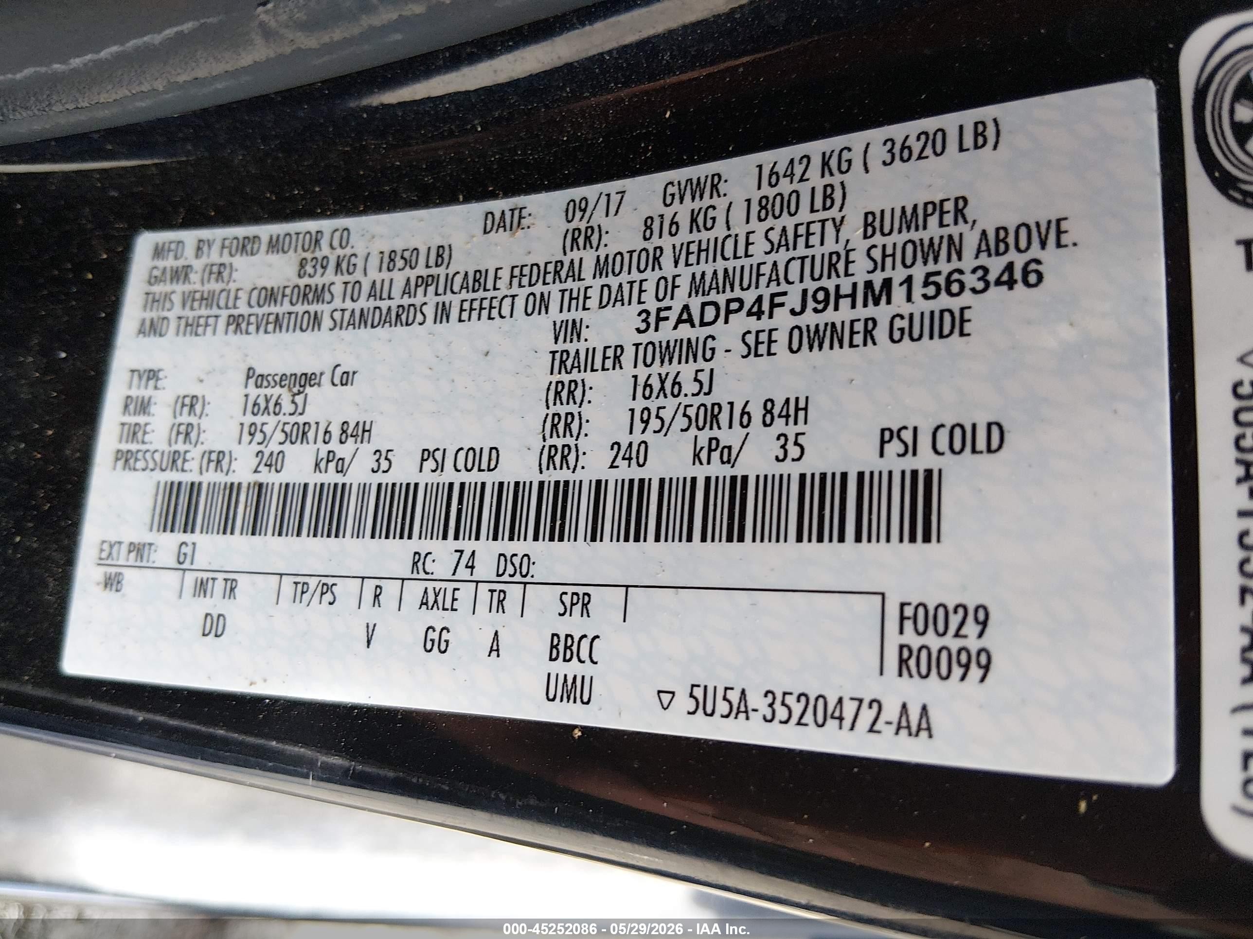 2017 Ford Fiesta Titanium Black vin: 3FADP4FJ9HM156346