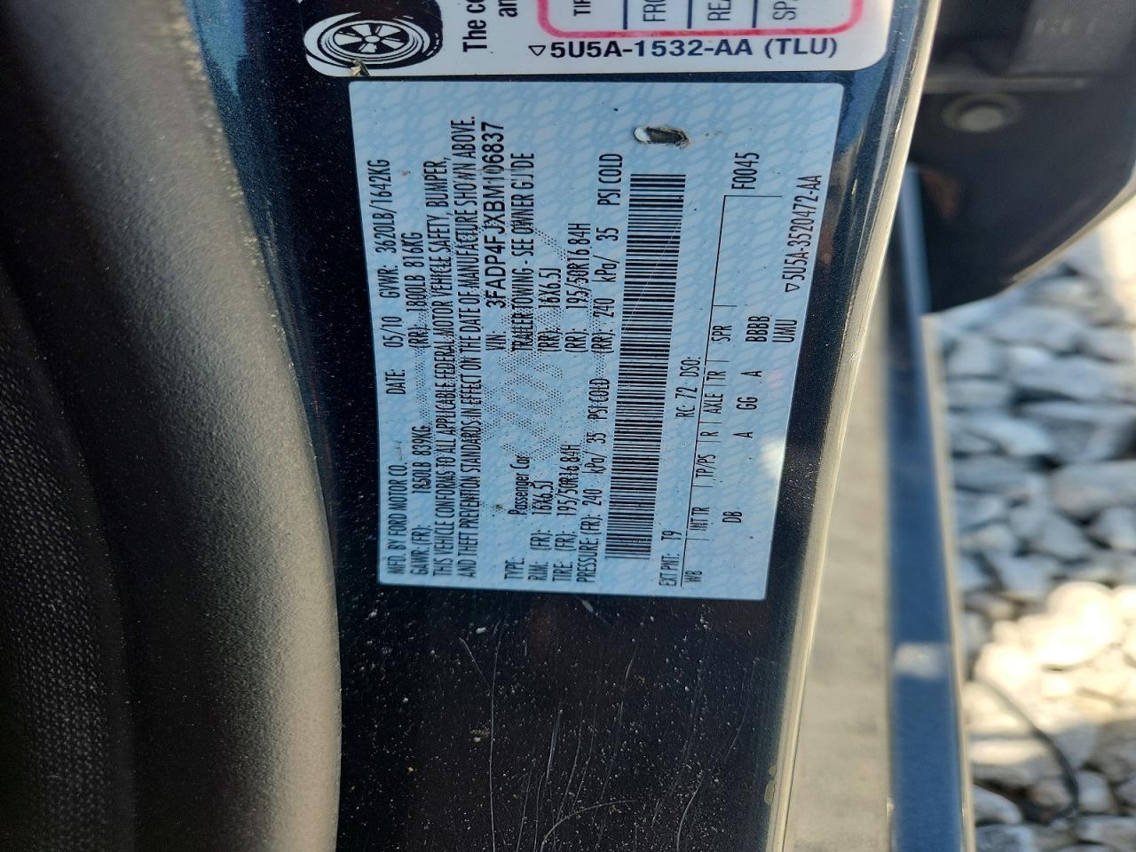 2011 Ford Fiesta Ses Charcoal vin: 3FADP4FJXBM106837