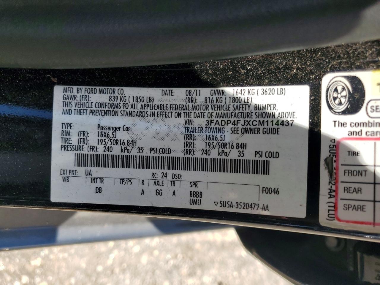 2012 Ford Fiesta Ses Black vin: 3FADP4FJXCM114437