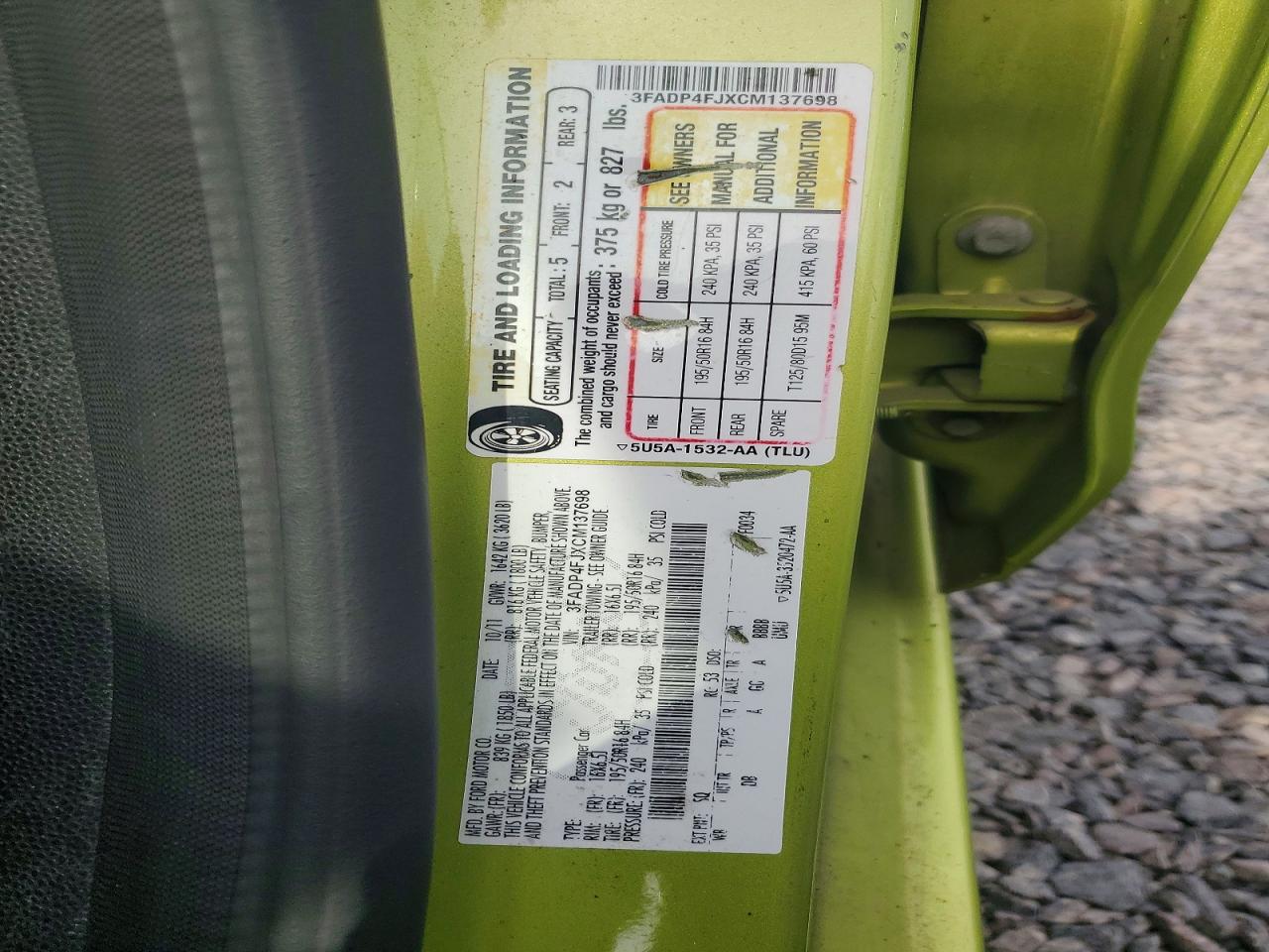2012 Ford Fiesta Ses Зеленый vin: 3FADP4FJXCM137698