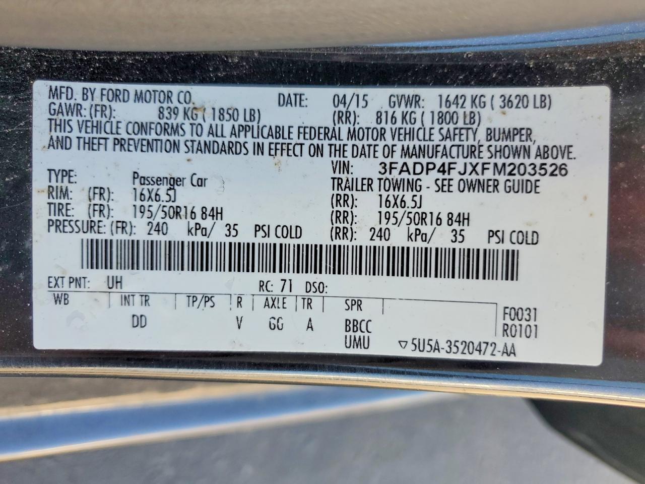 2015 Ford Fiesta Titanium Black vin: 3FADP4FJXFM203526