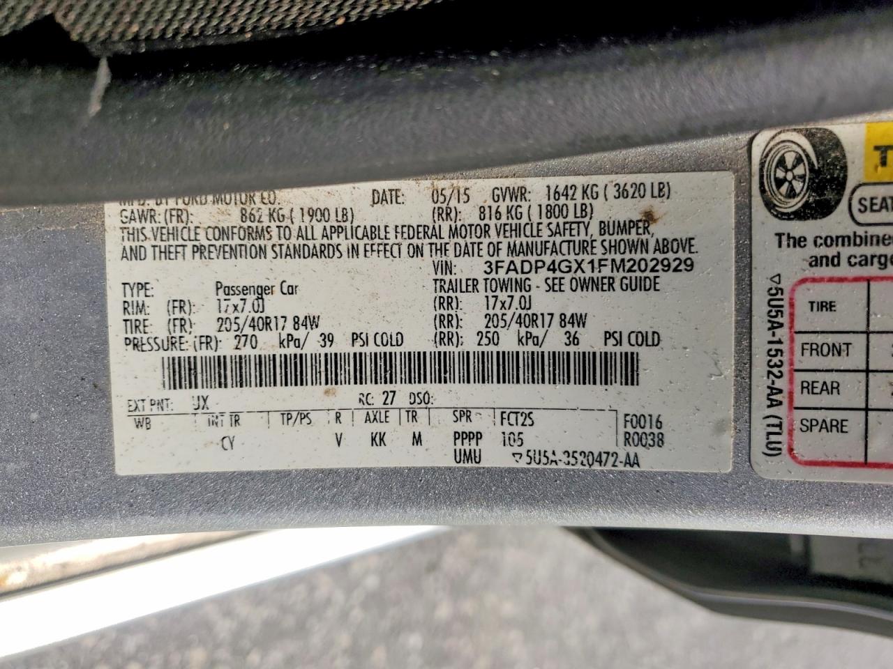 2015 Ford Fiesta St Silver vin: 3FADP4GX1FM202929