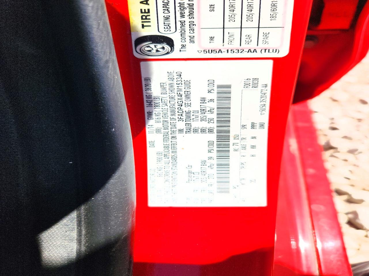 2015 Ford Fiesta St Red vin: 3FADP4GX4FM153340