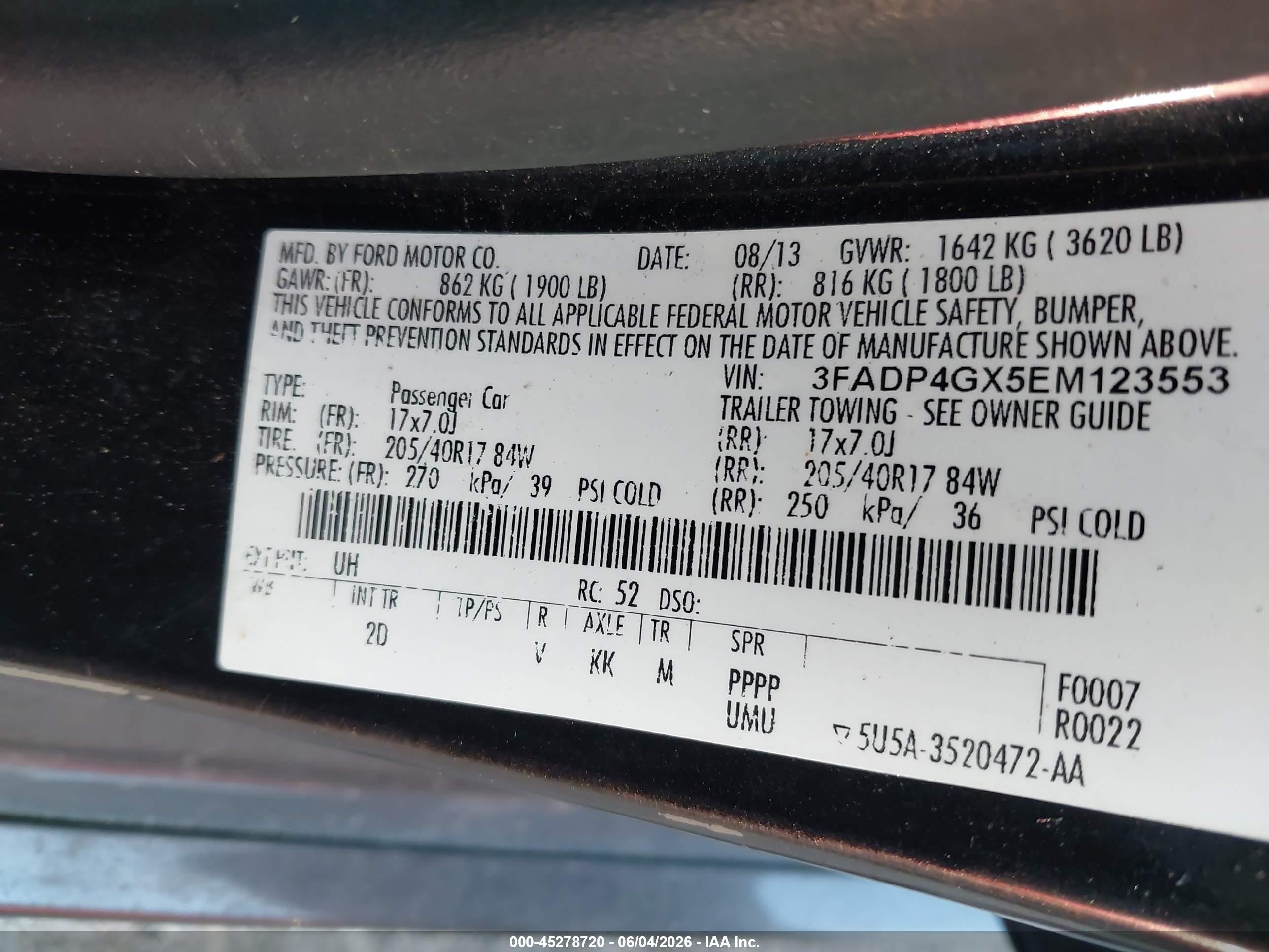 2014 Ford Fiesta St Black vin: 3FADP4GX5EM123553