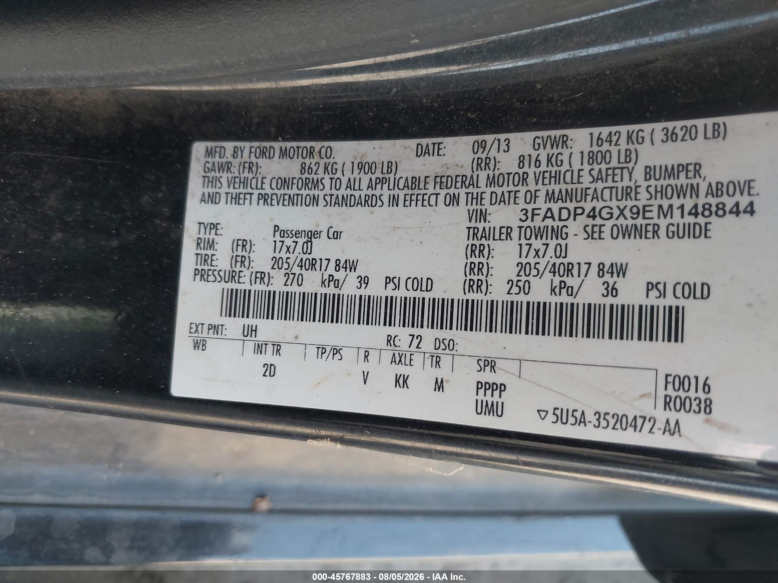 2014 Ford Fiesta St Черный vin: 3FADP4GX9EM148844