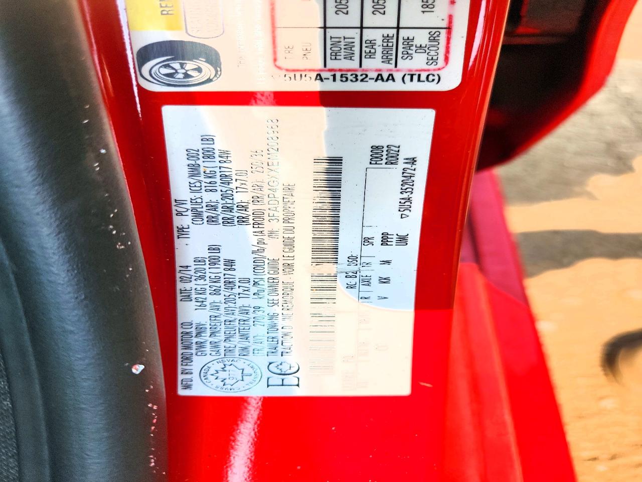 2014 Ford Fiesta St Red vin: 3FADP4GXXEM208968