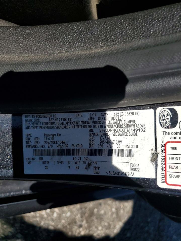 2015 Ford Fiesta St Black vin: 3FADP4GXXFM149132