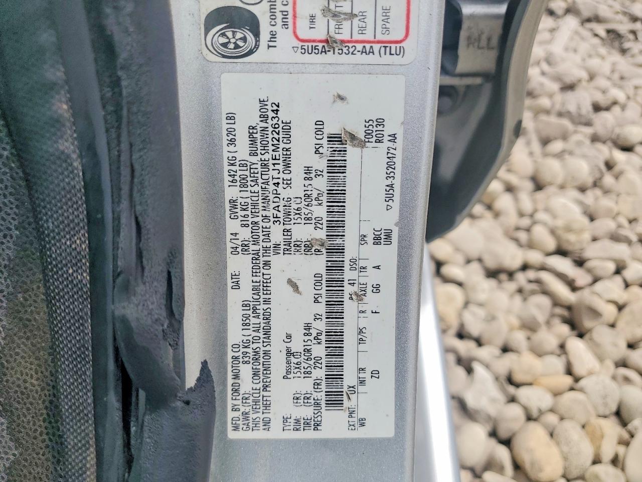 2014 Ford Fiesta S Silver vin: 3FADP4TJ1EM226342