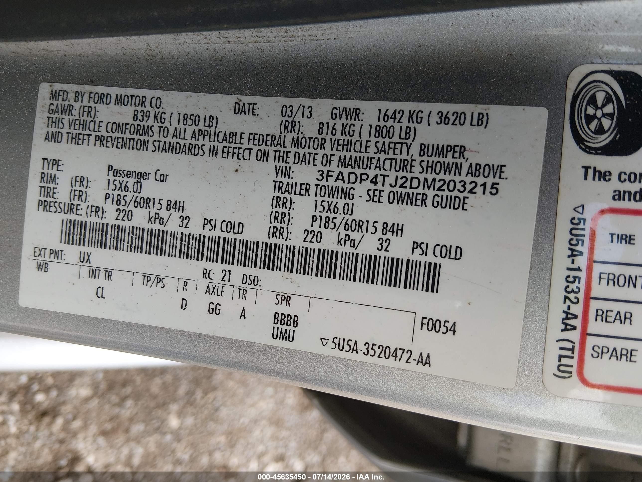 2013 Ford Fiesta S Silver vin: 3FADP4TJ2DM203215