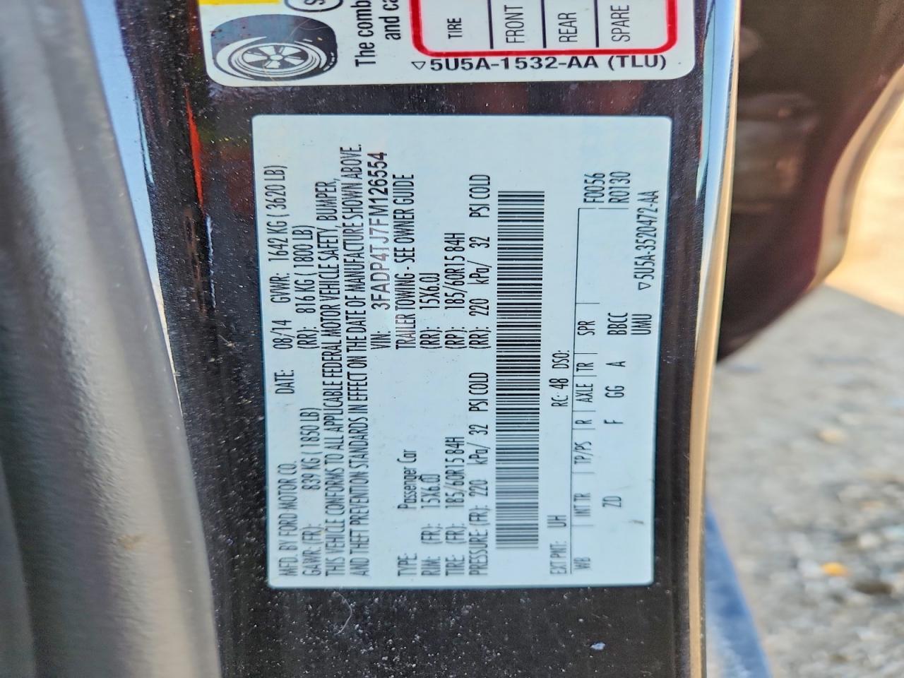 2015 Ford Fiesta S Black vin: 3FADP4TJ7FM126554