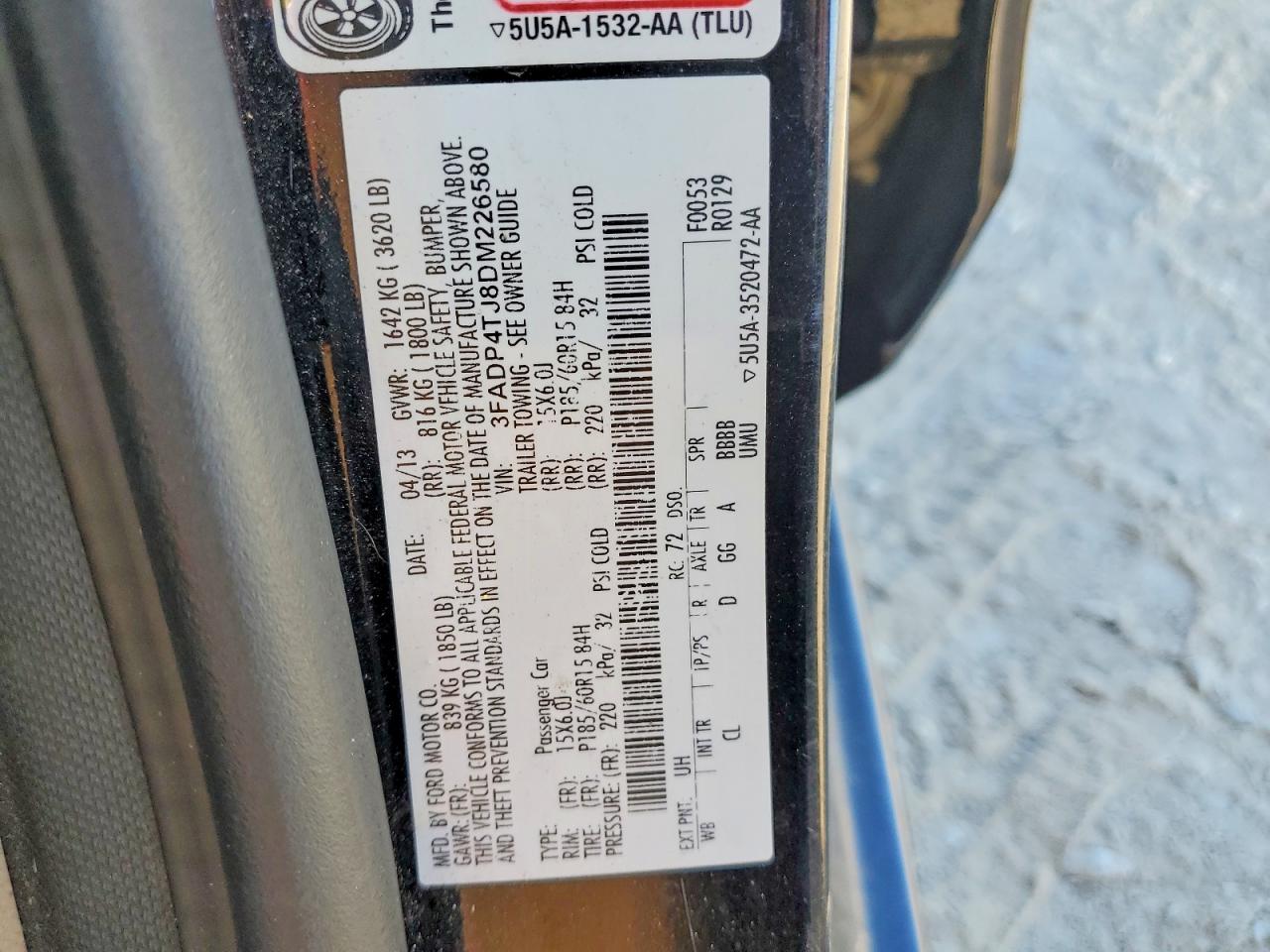 2013 Ford Fiesta S Угольный vin: 3FADP4TJ8DM226580