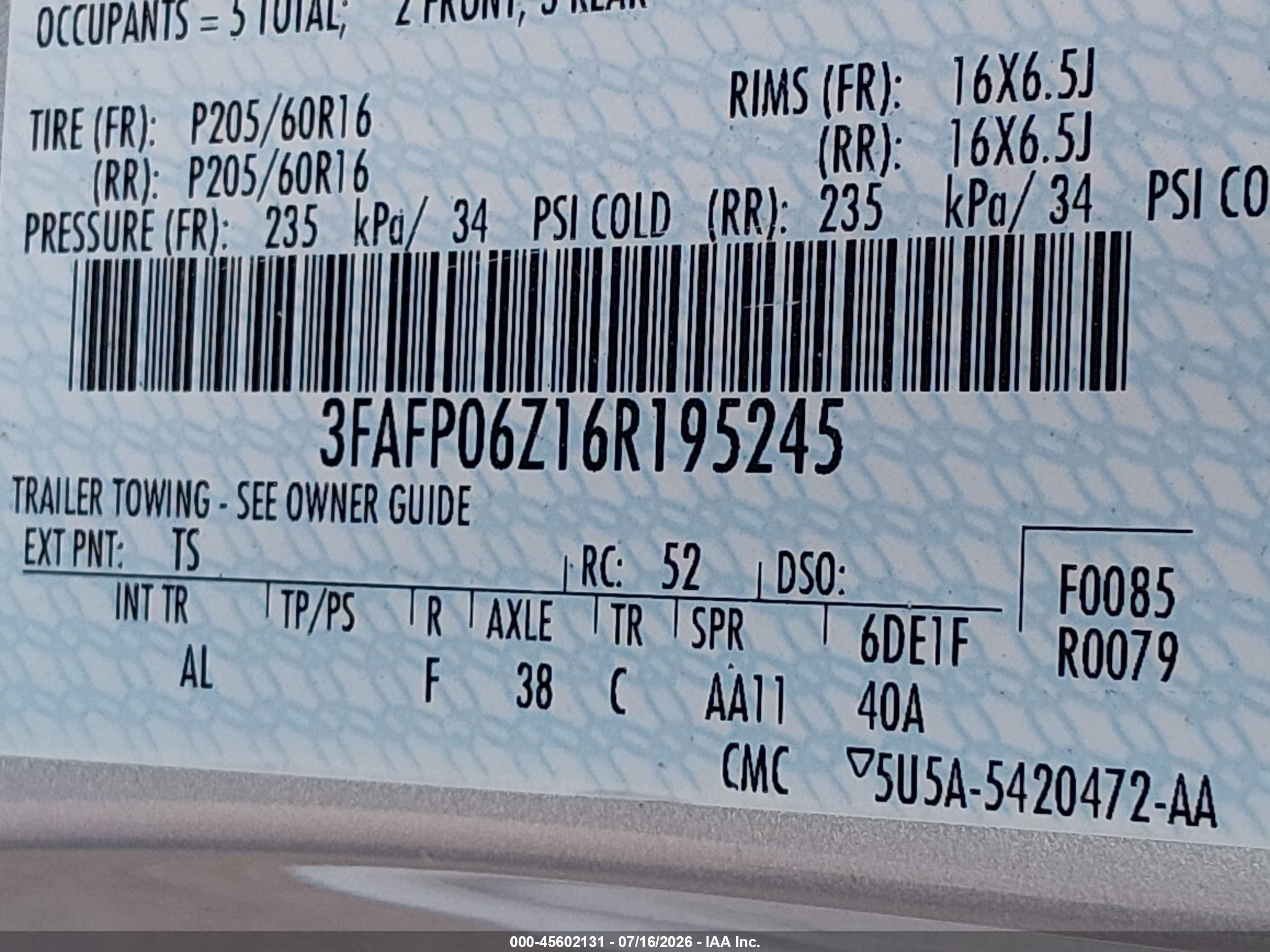 2006 Ford Fusion S Silver vin: 3FAFP06Z16R195245