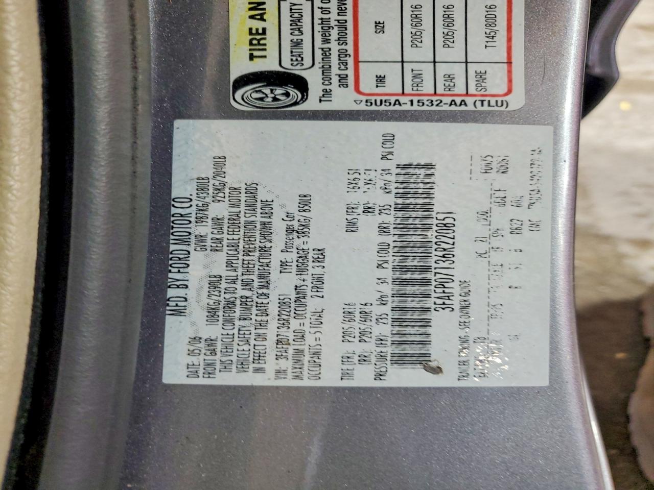 2006 Ford Fusion Se Серебряный vin: 3FAFP07136R220851