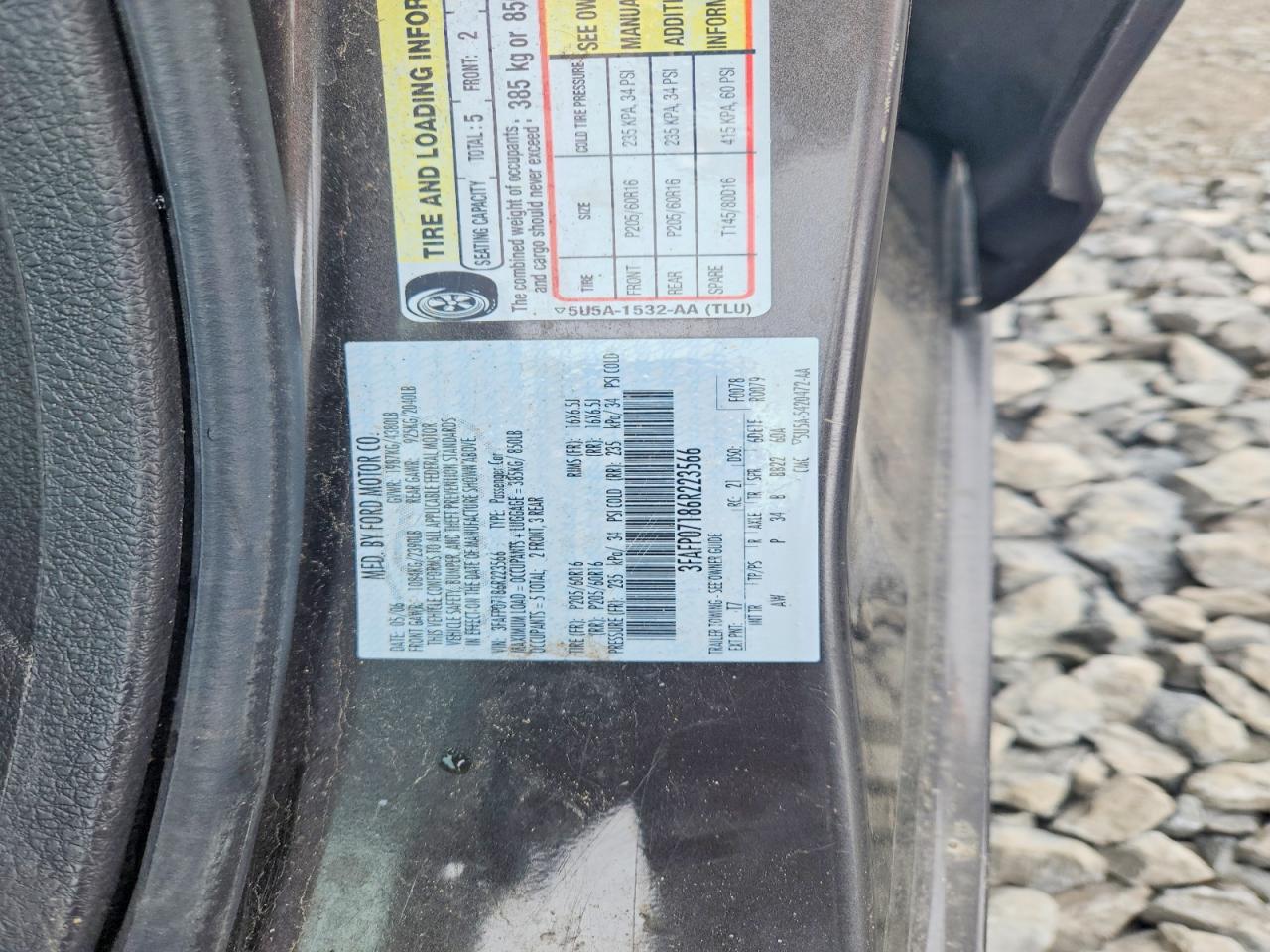2006 Ford Fusion Se Gray vin: 3FAFP07186R223566