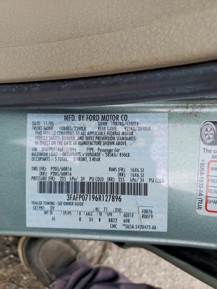 2006 Ford Fusion Gray vin: 3FAFP07196R127896