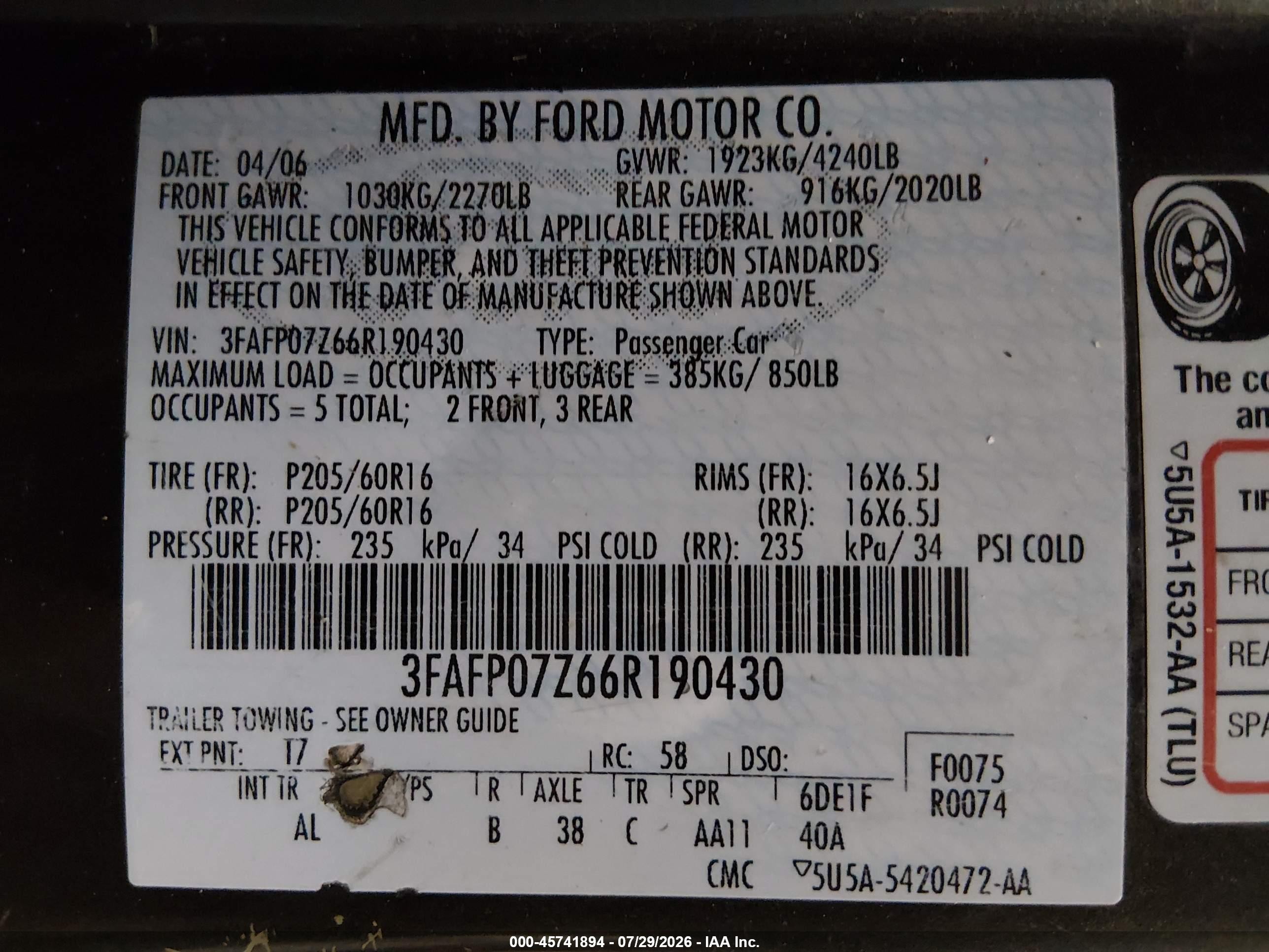 2006 Ford Fusion Se Gray vin: 3FAFP07Z66R190430