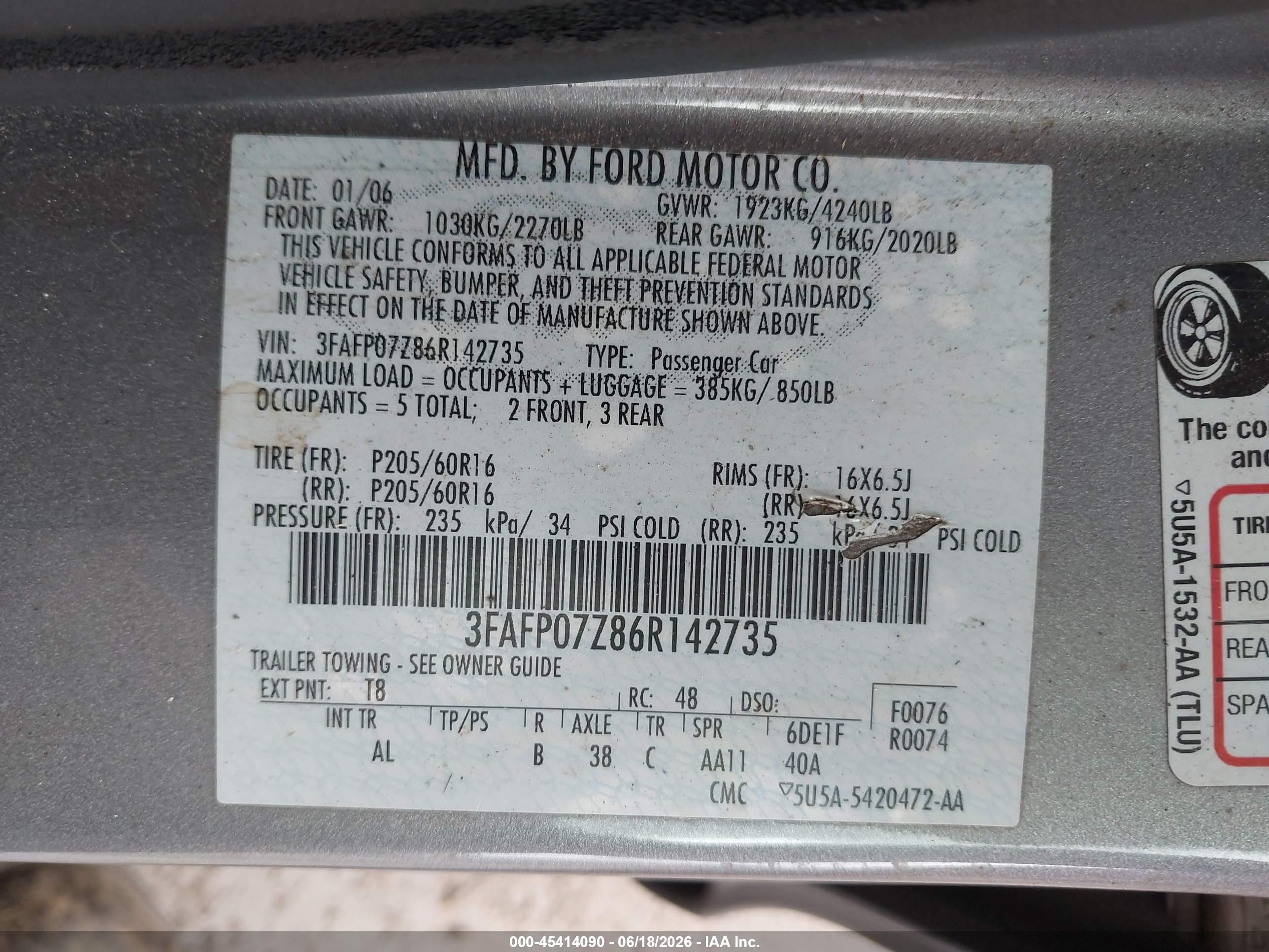 2006 Ford Fusion Se Silver vin: 3FAFP07Z86R142735