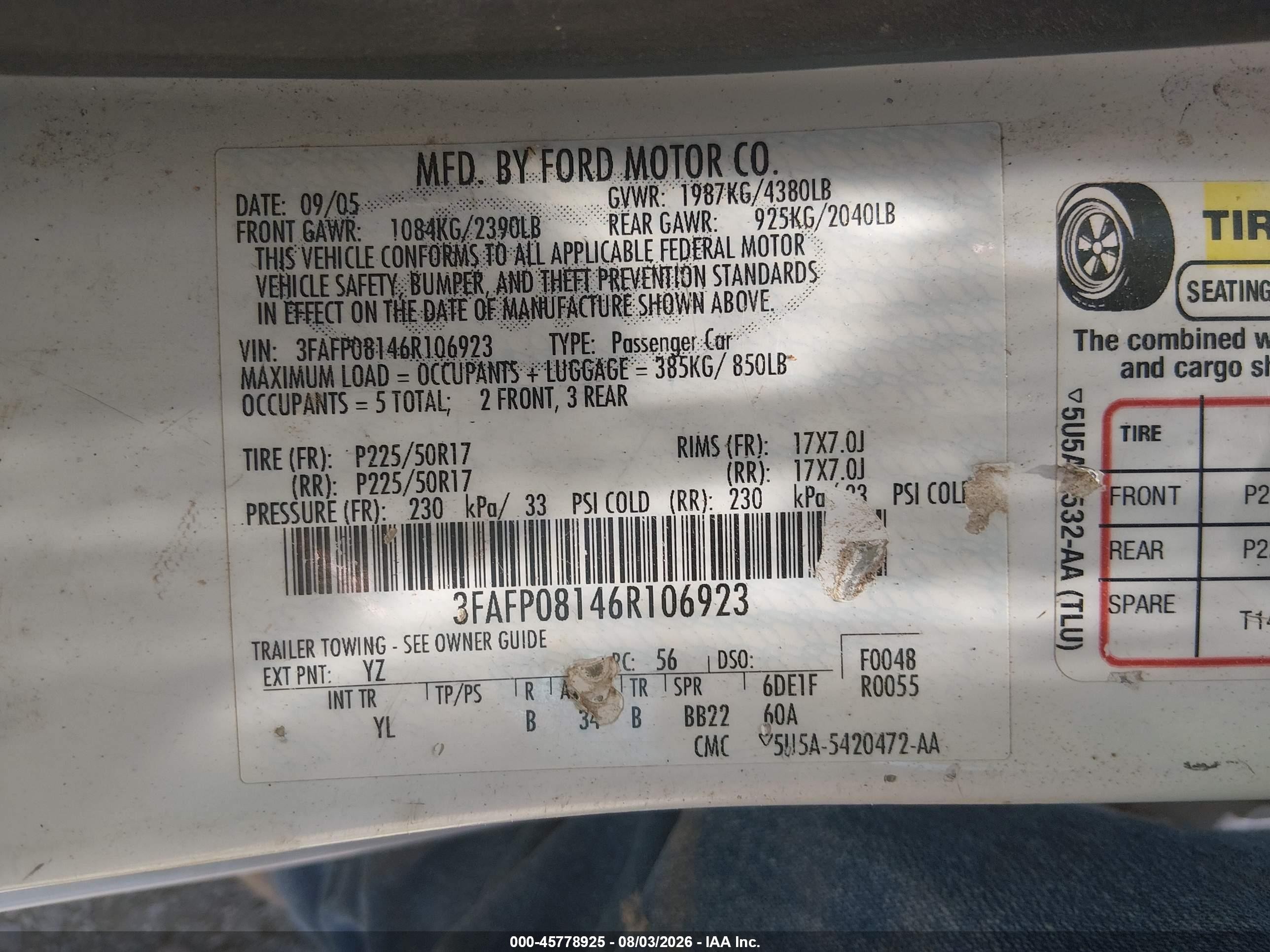 2006 Ford Fusion Sel White vin: 3FAFP08146R106923