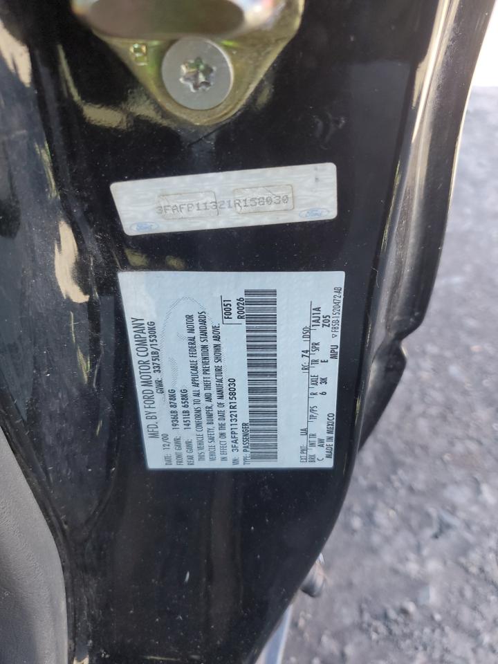 2001 Ford Escort Zx2 Black vin: 3FAFP11321R158030