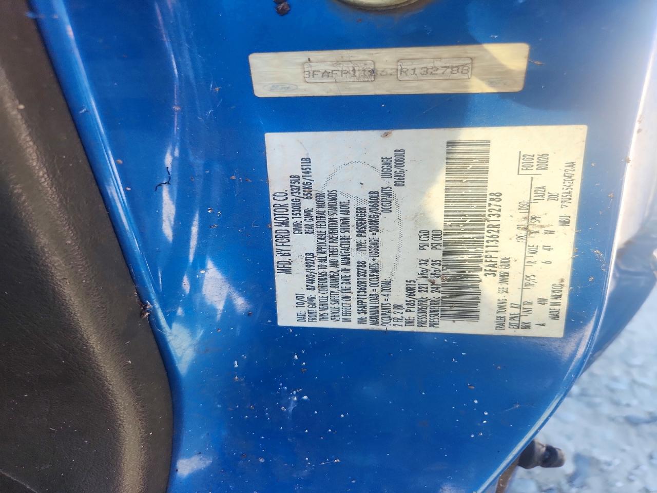 2002 Ford Escort Zx2 Blue vin: 3FAFP11362R132788