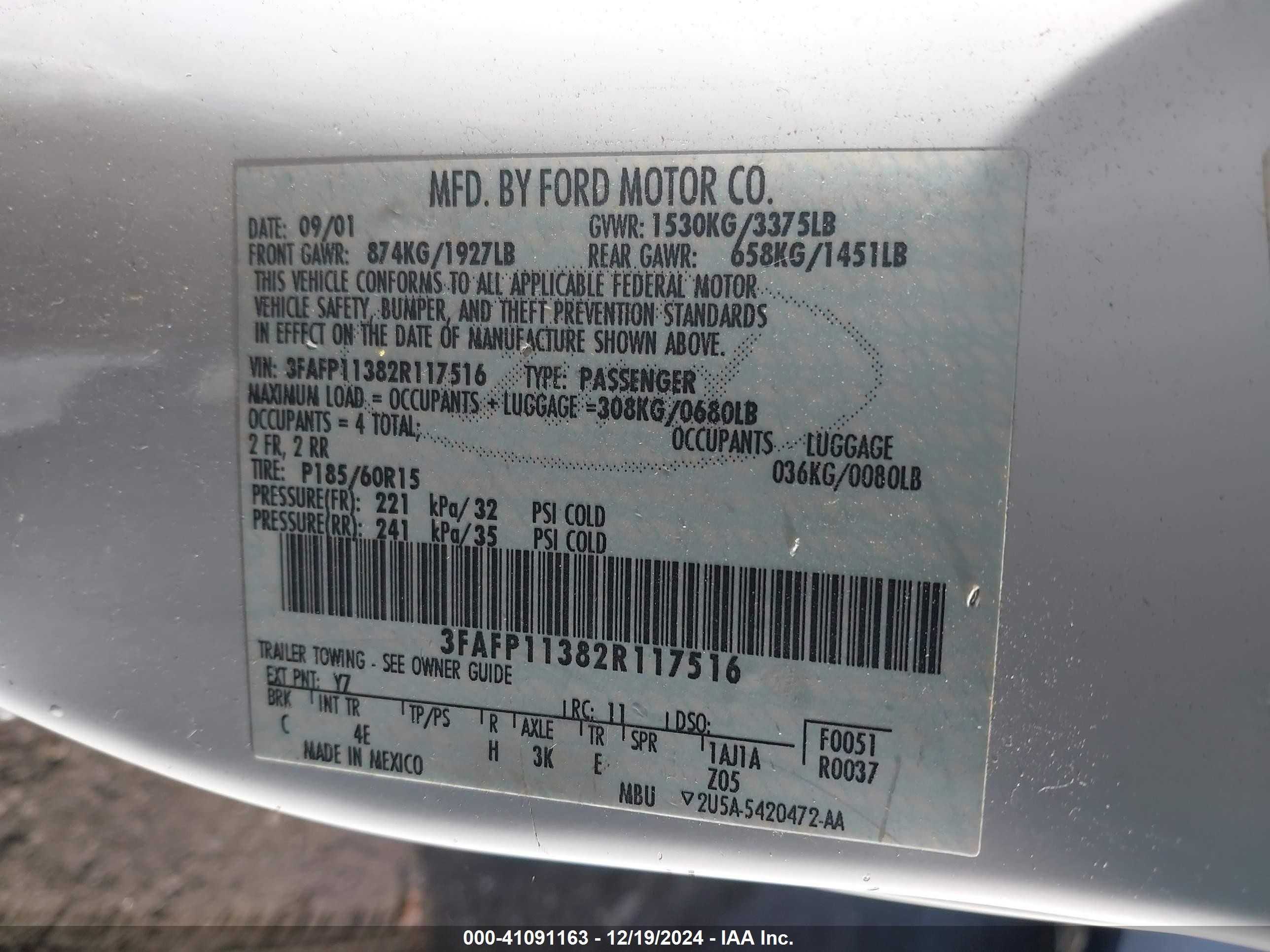 Price & History 2002 Ford Escort Zx2 2.0l I-4 Dohc, 130hp vin