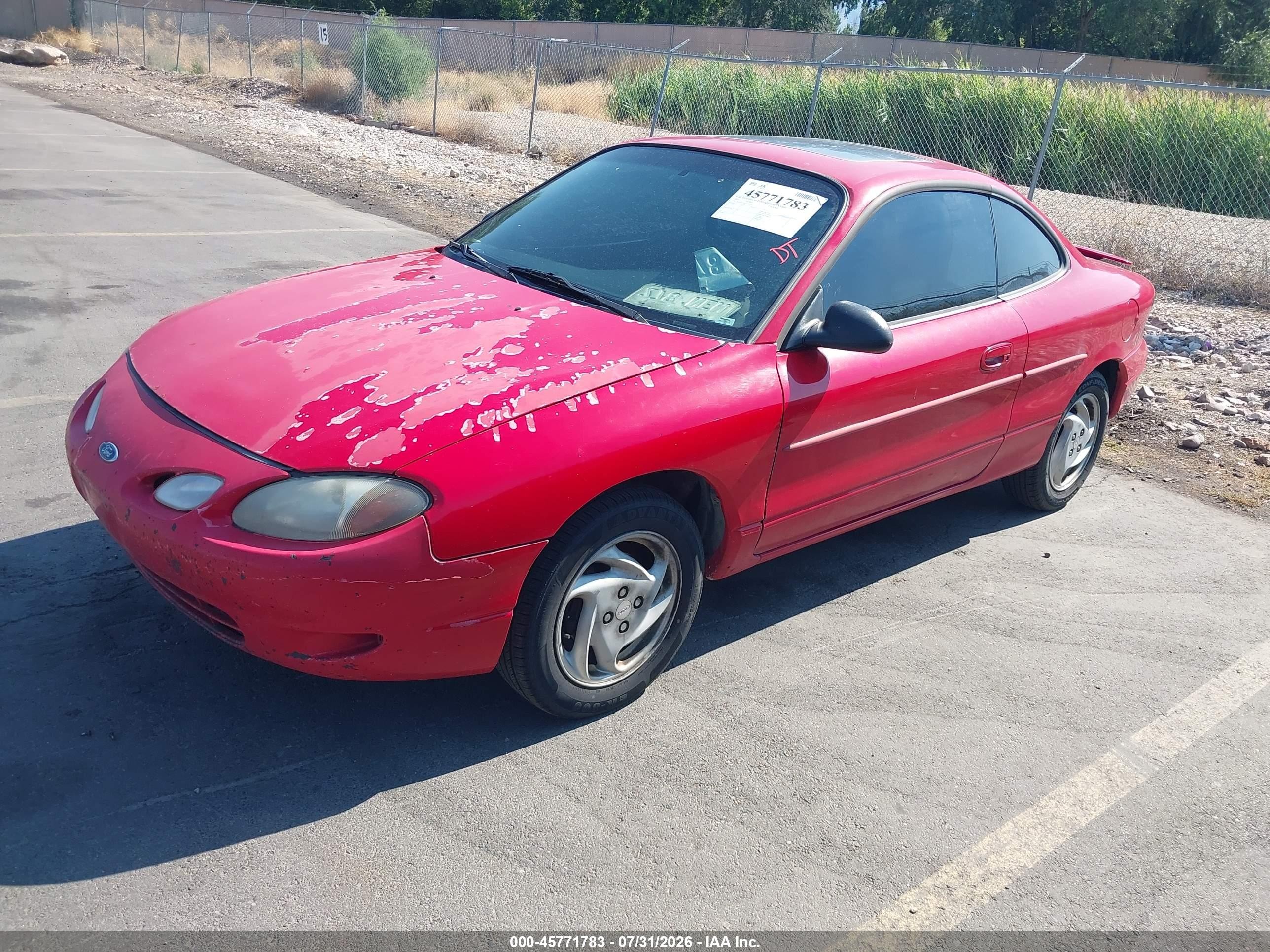 2001 Ford Escort Zx2 Red vin: 3FAFP113X1R170376