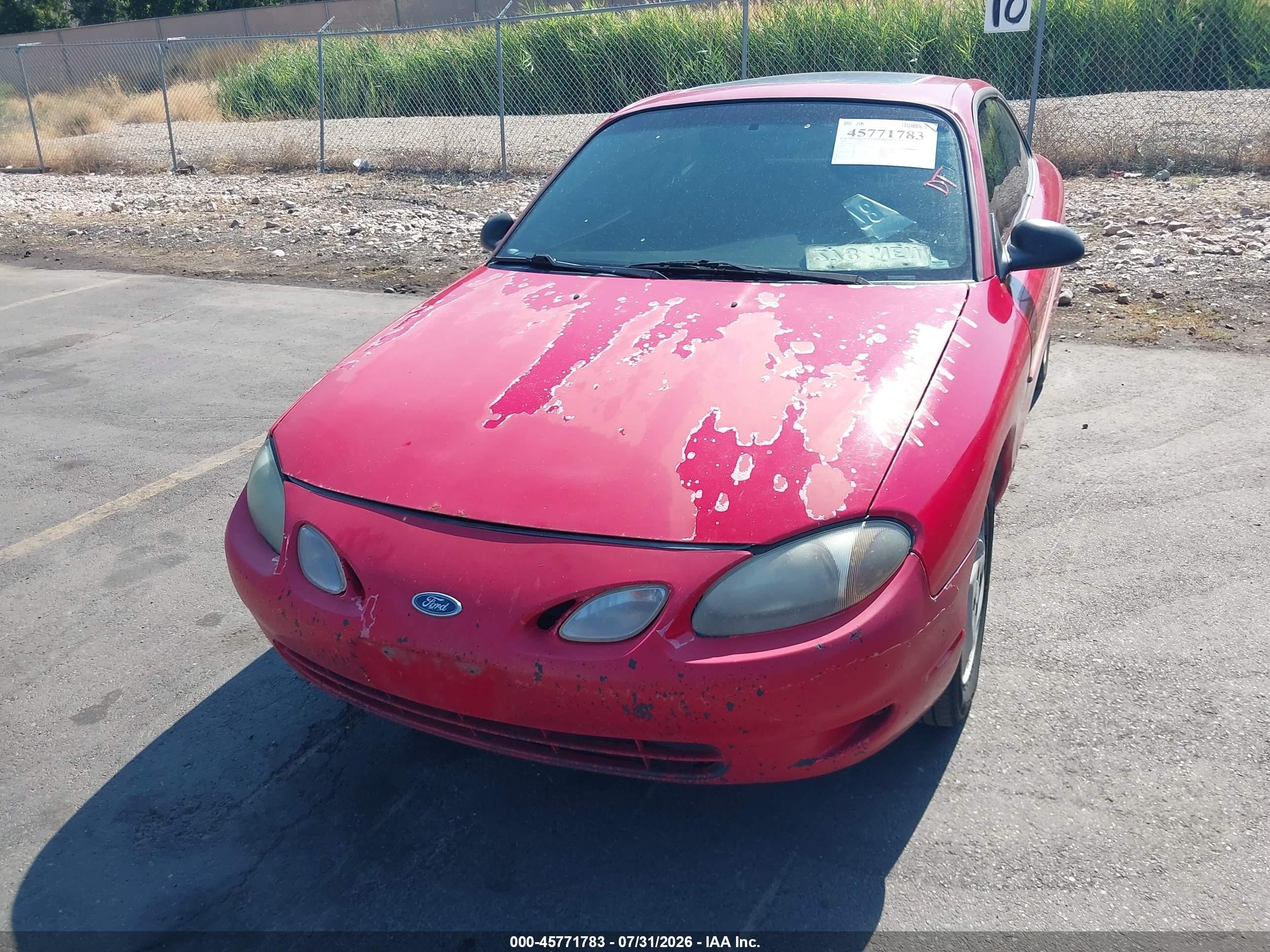 2001 Ford Escort Zx2 Red vin: 3FAFP113X1R170376