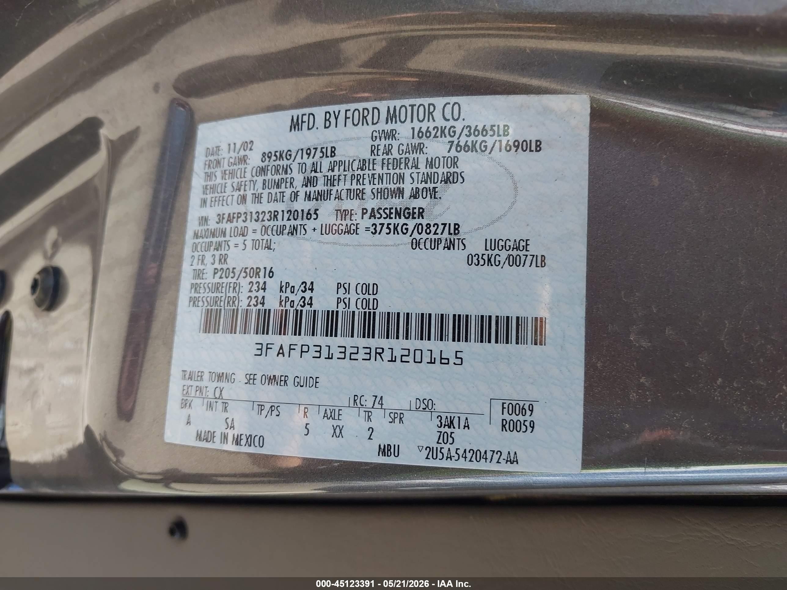 2003 Ford Focus Zx3 Gray vin: 3FAFP31323R120165