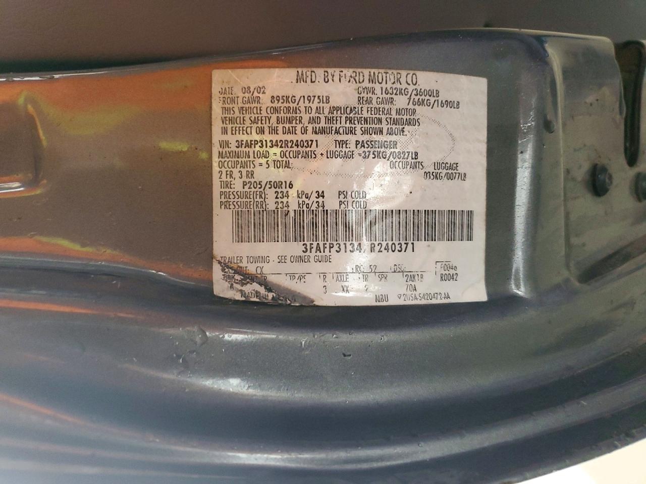 2002 Ford Focus Zx3 Gray vin: 3FAFP31342R240371