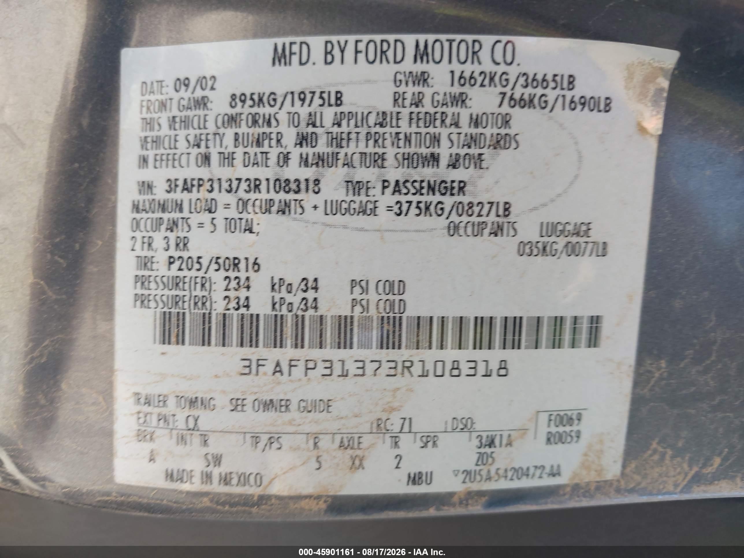 2003 Ford Focus Zx3 Gray vin: 3FAFP31373R108318