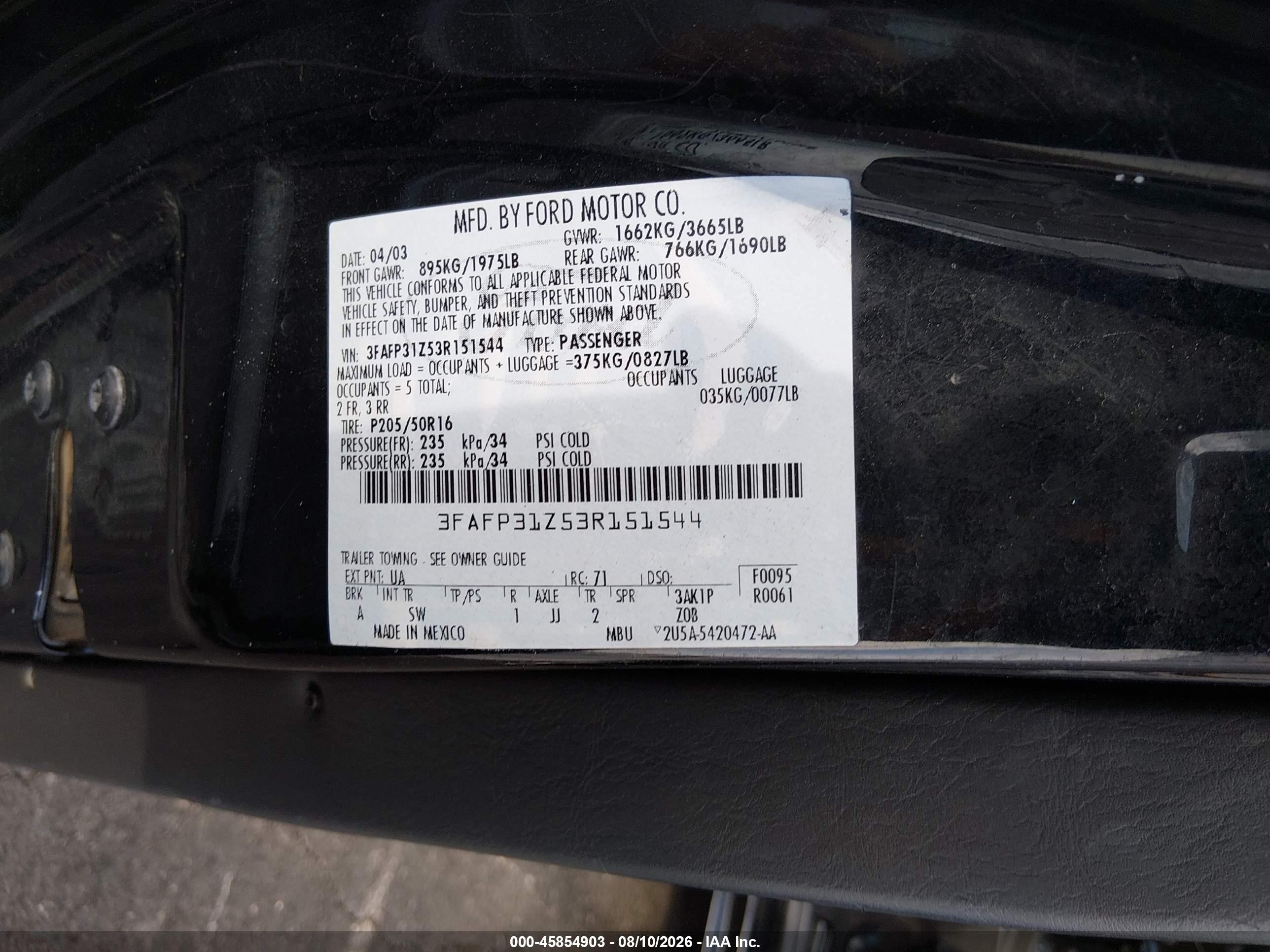 2003 Ford Focus Zx3 Черный vin: 3FAFP31Z53R151544