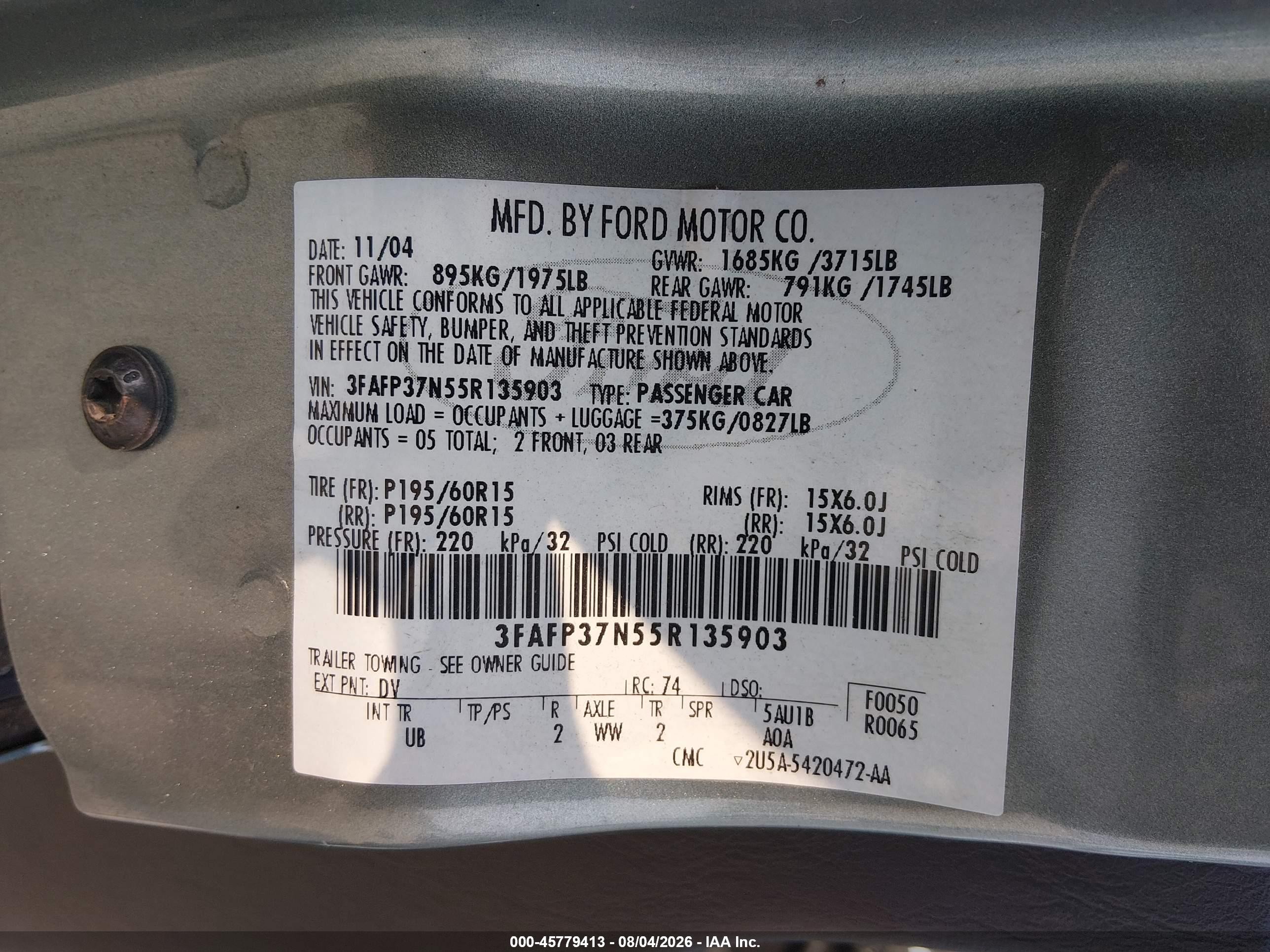 2005 Ford Focus Zx5 Green vin: 3FAFP37N55R135903